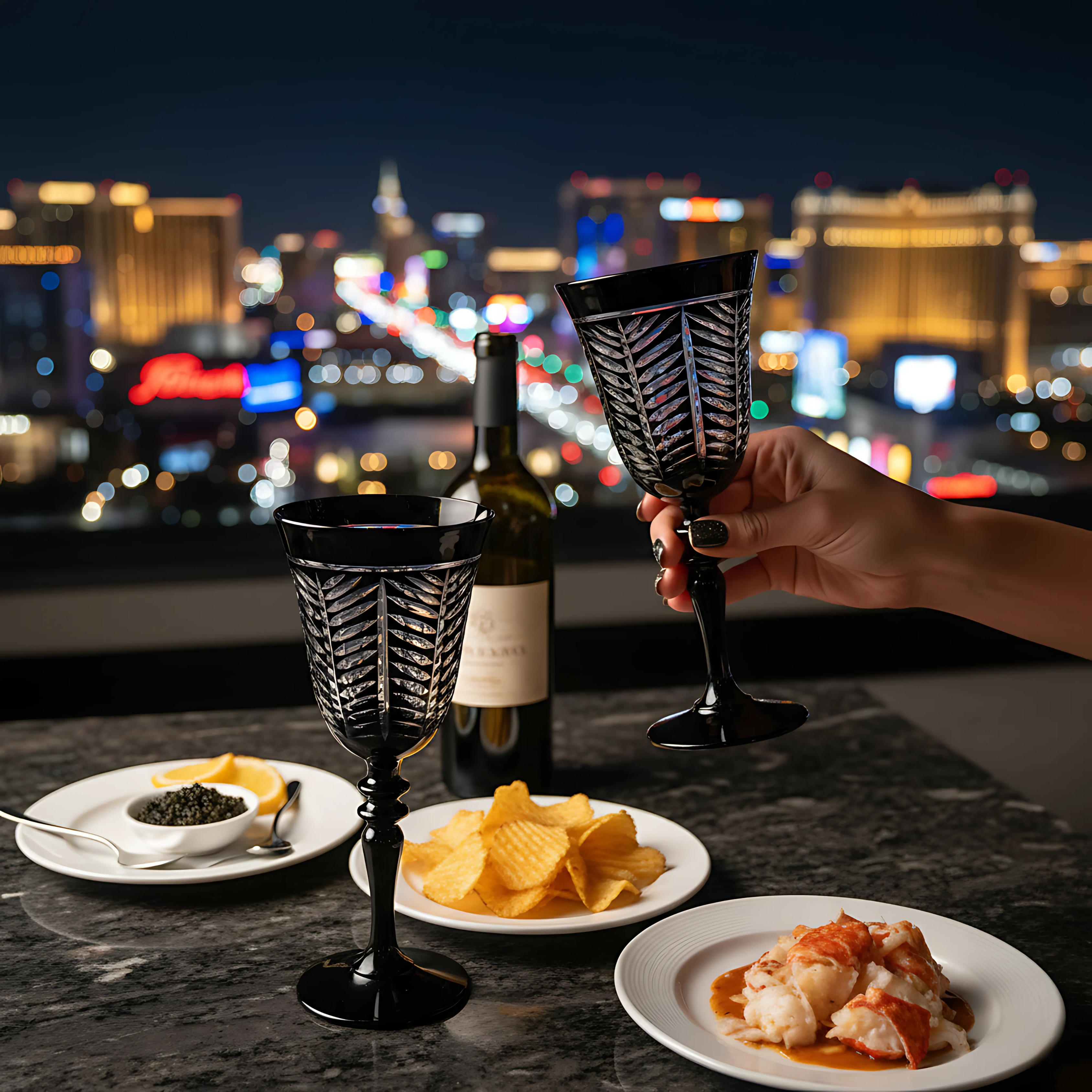 Lanza Cut Crystal Wine Glasses - Set Of 2 - Margerie Crystal USA