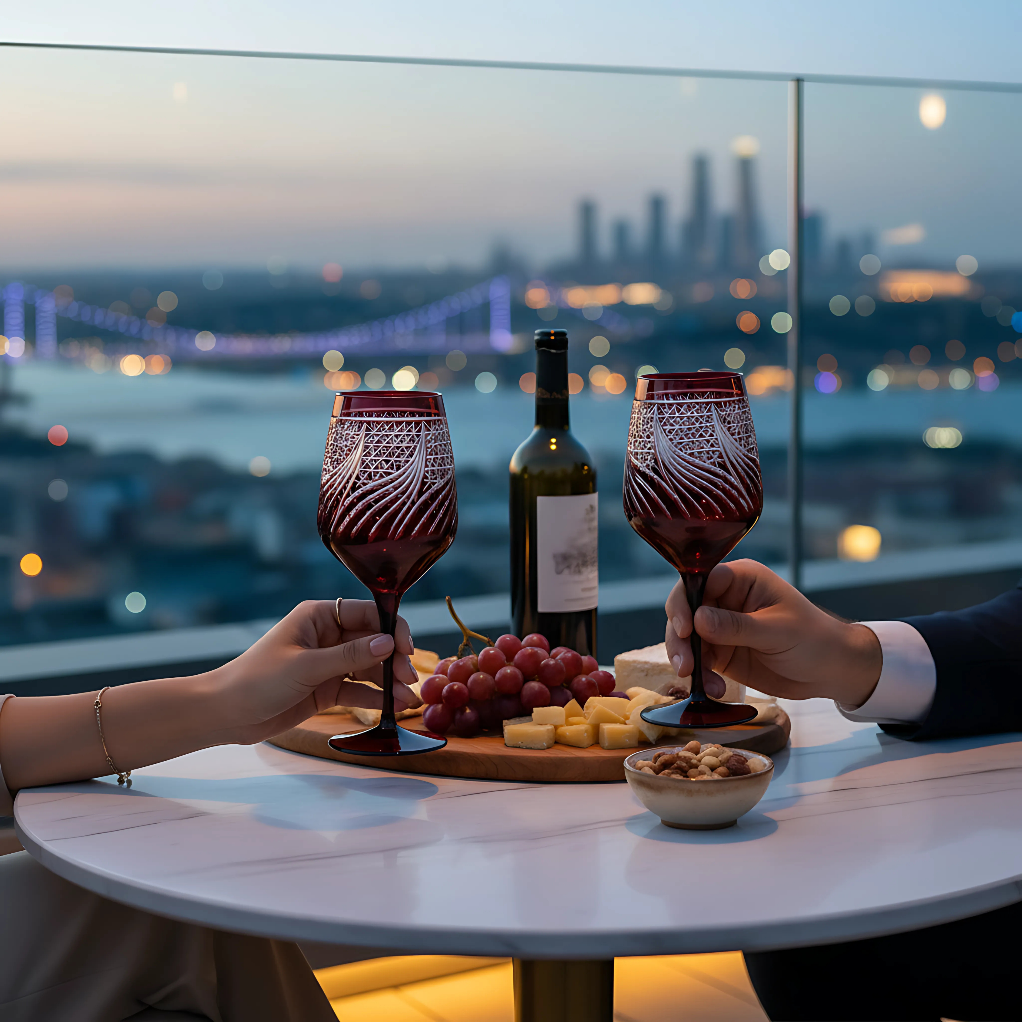 Aurora Wine Glass - Set Of 2 - Margerie Crystal USA