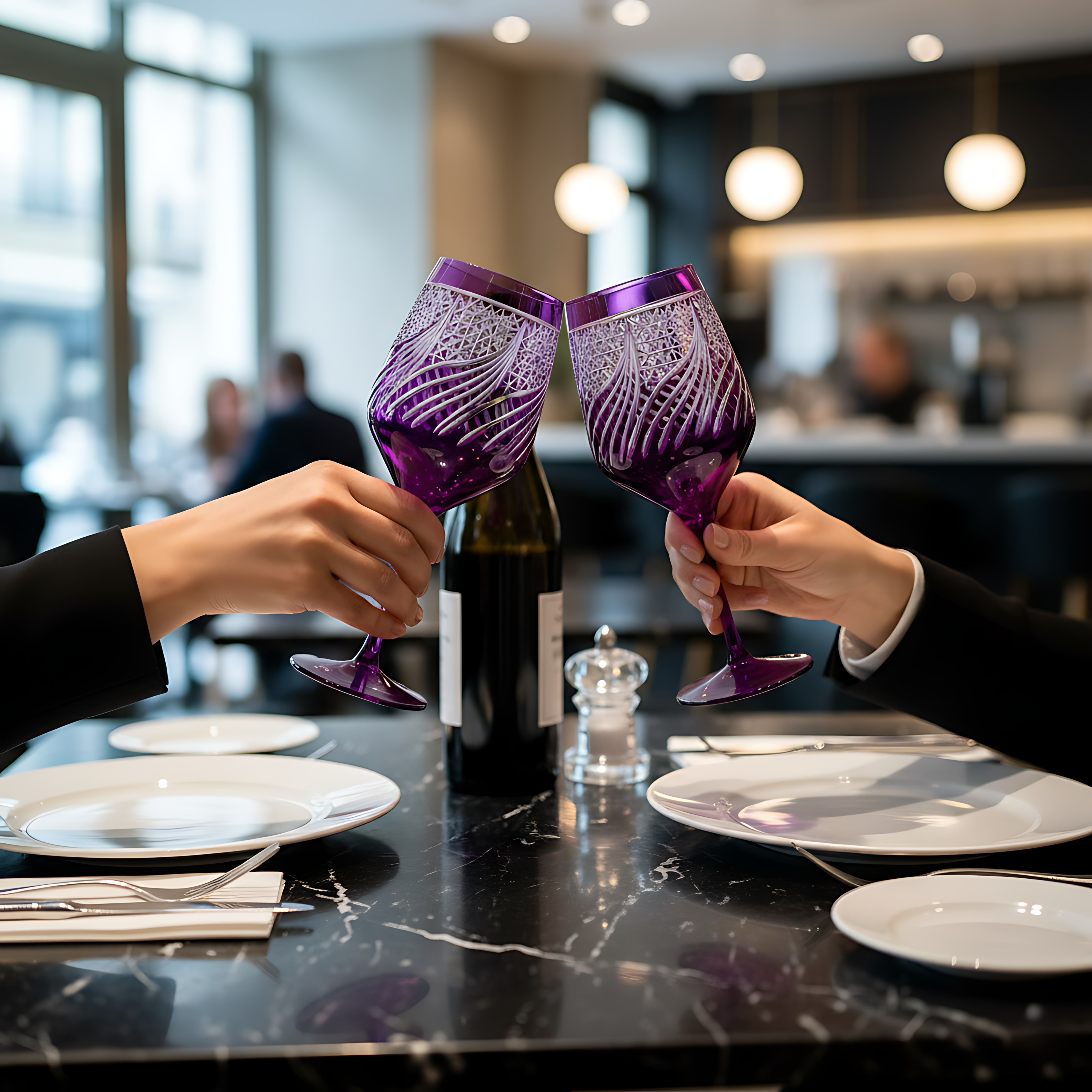 Aurora Wine Glass - Set Of 2 - Margerie Crystal USA