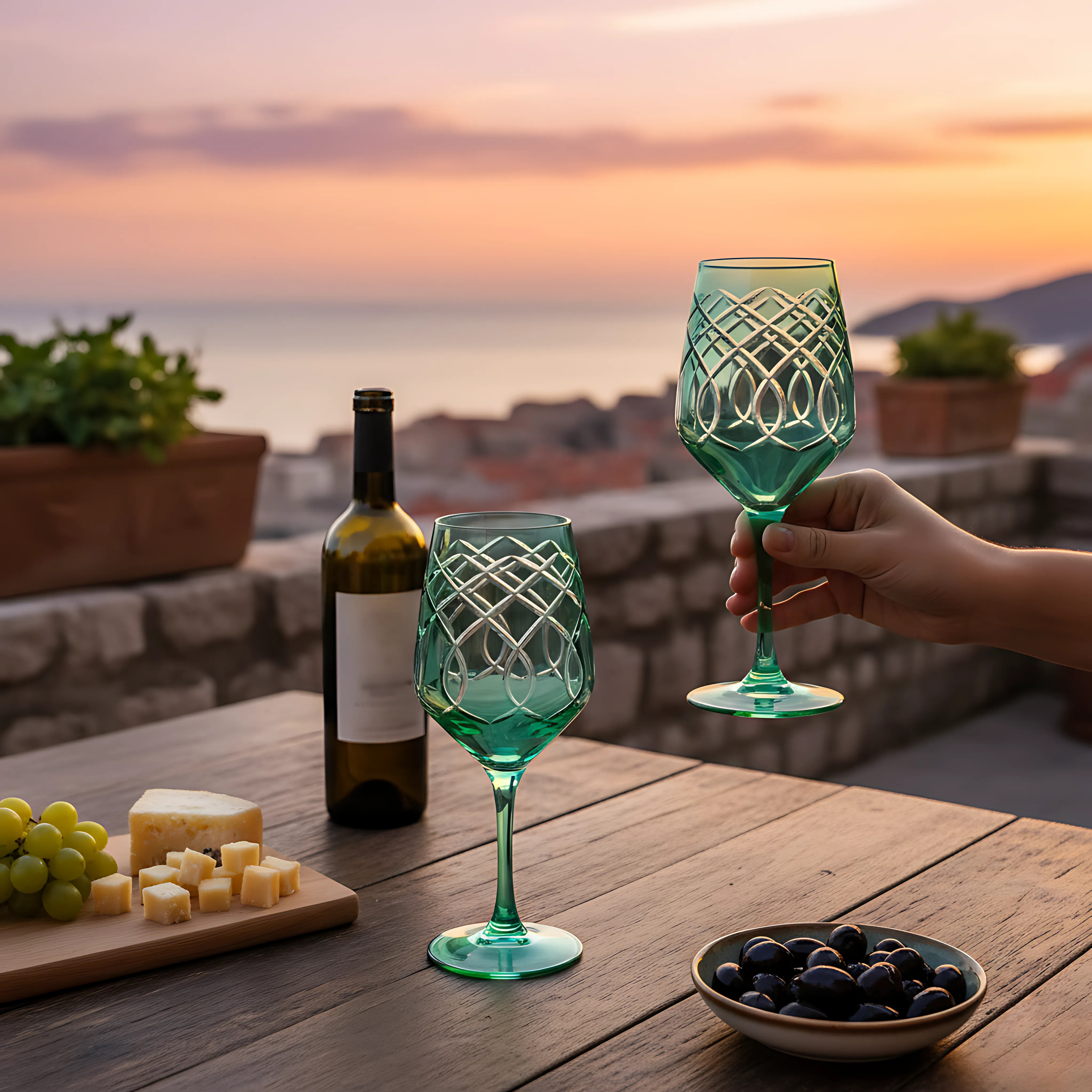 Heritage Wine Glass - Set Of 2 - Margerie Crystal USA