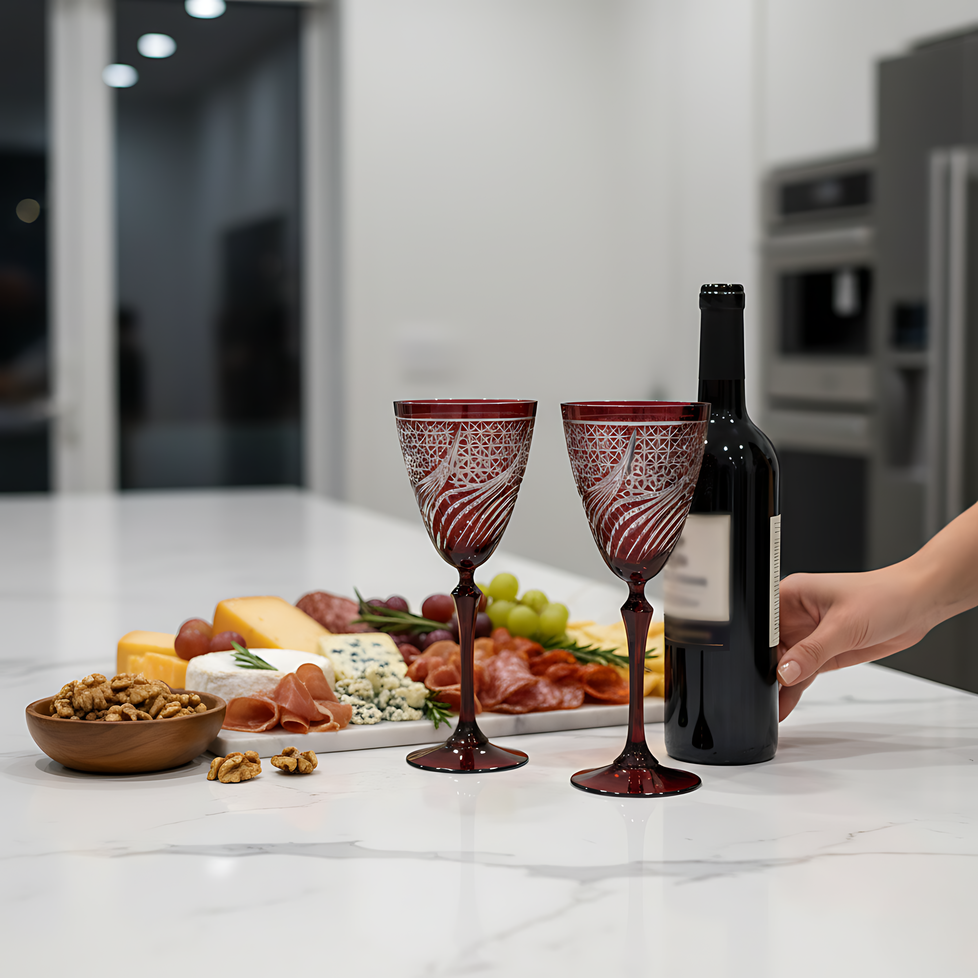 Aurora Wine Glass - Set Of 2 - Margerie Crystal USA