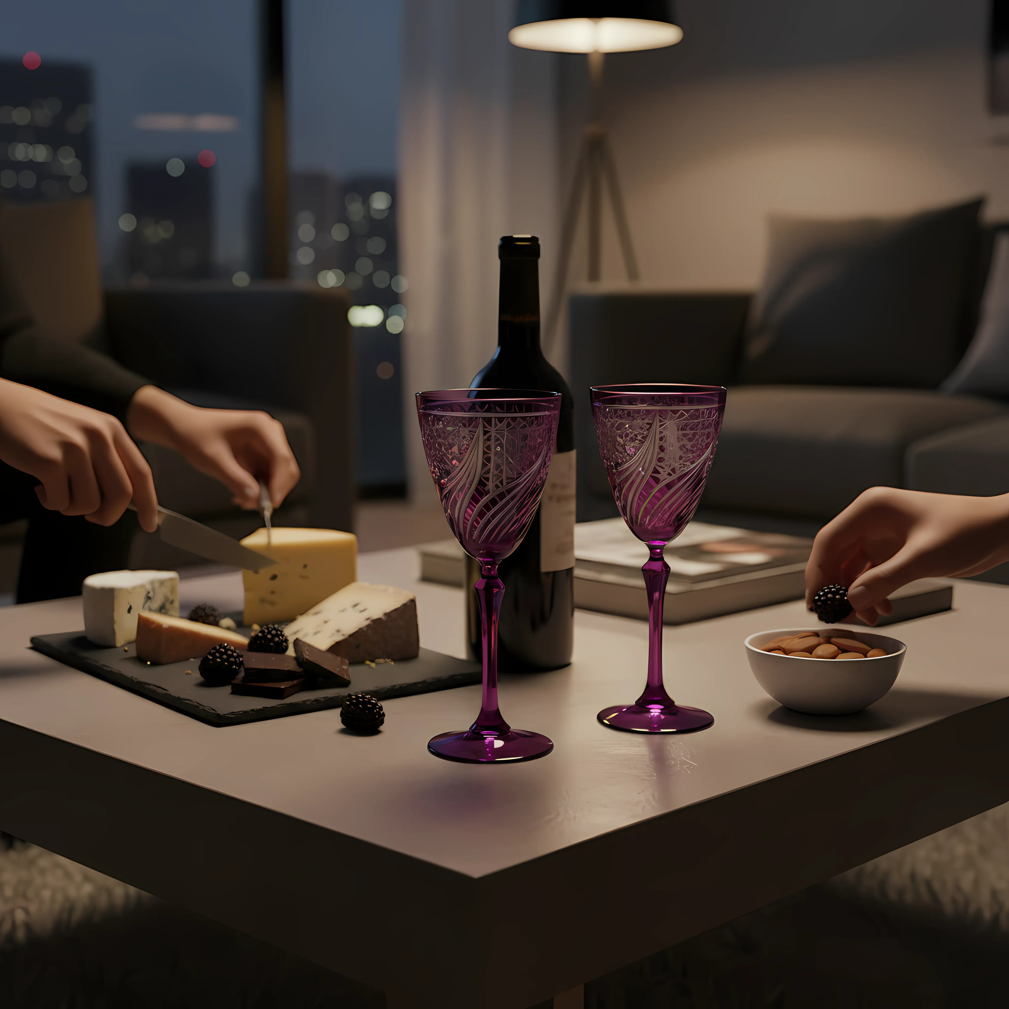 Aurora Wine Glass - Set Of 2 - Margerie Crystal USA