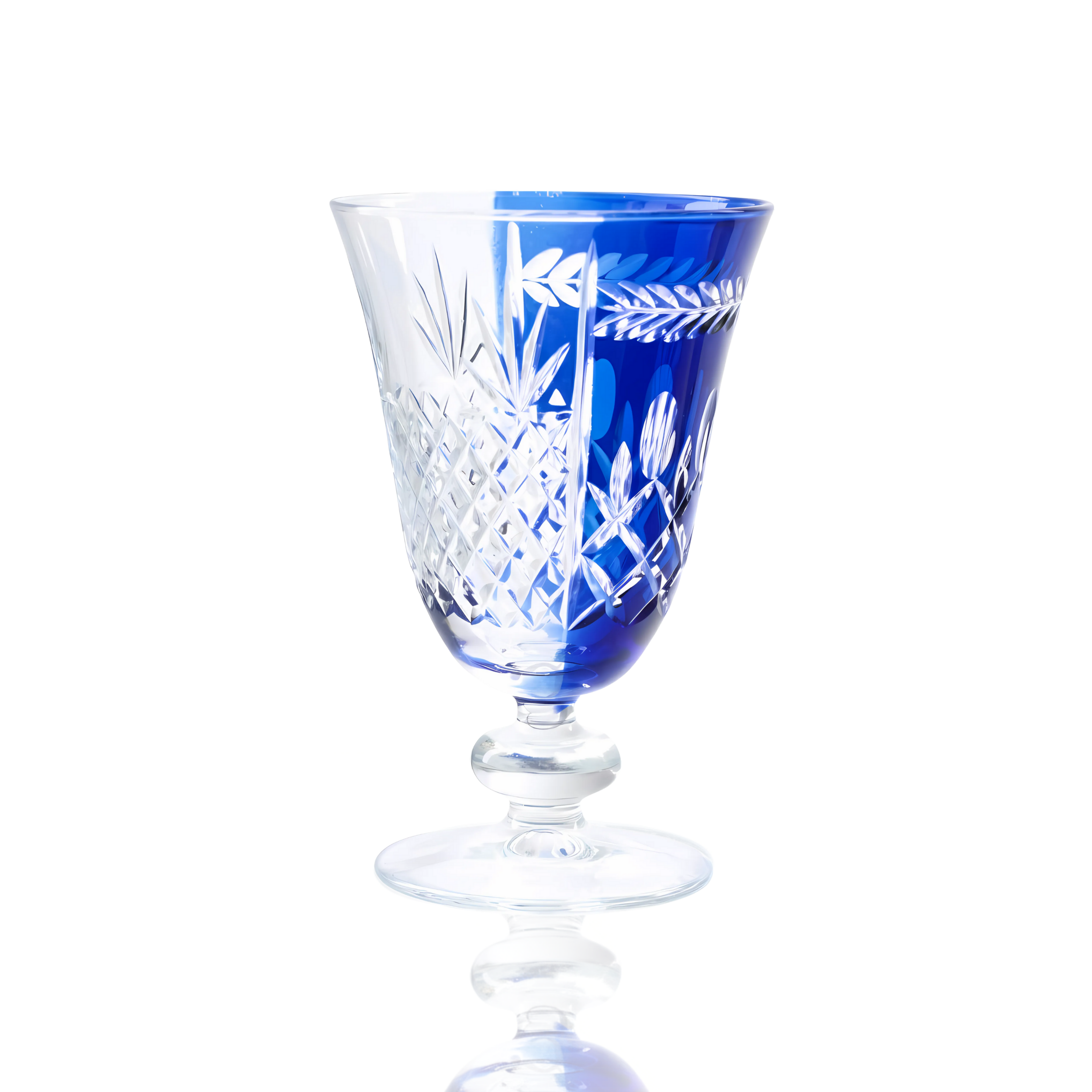 Aurel Hybrid Cut Crystal Wine Goblet - Set Of 2 - Margerie Crystal USA