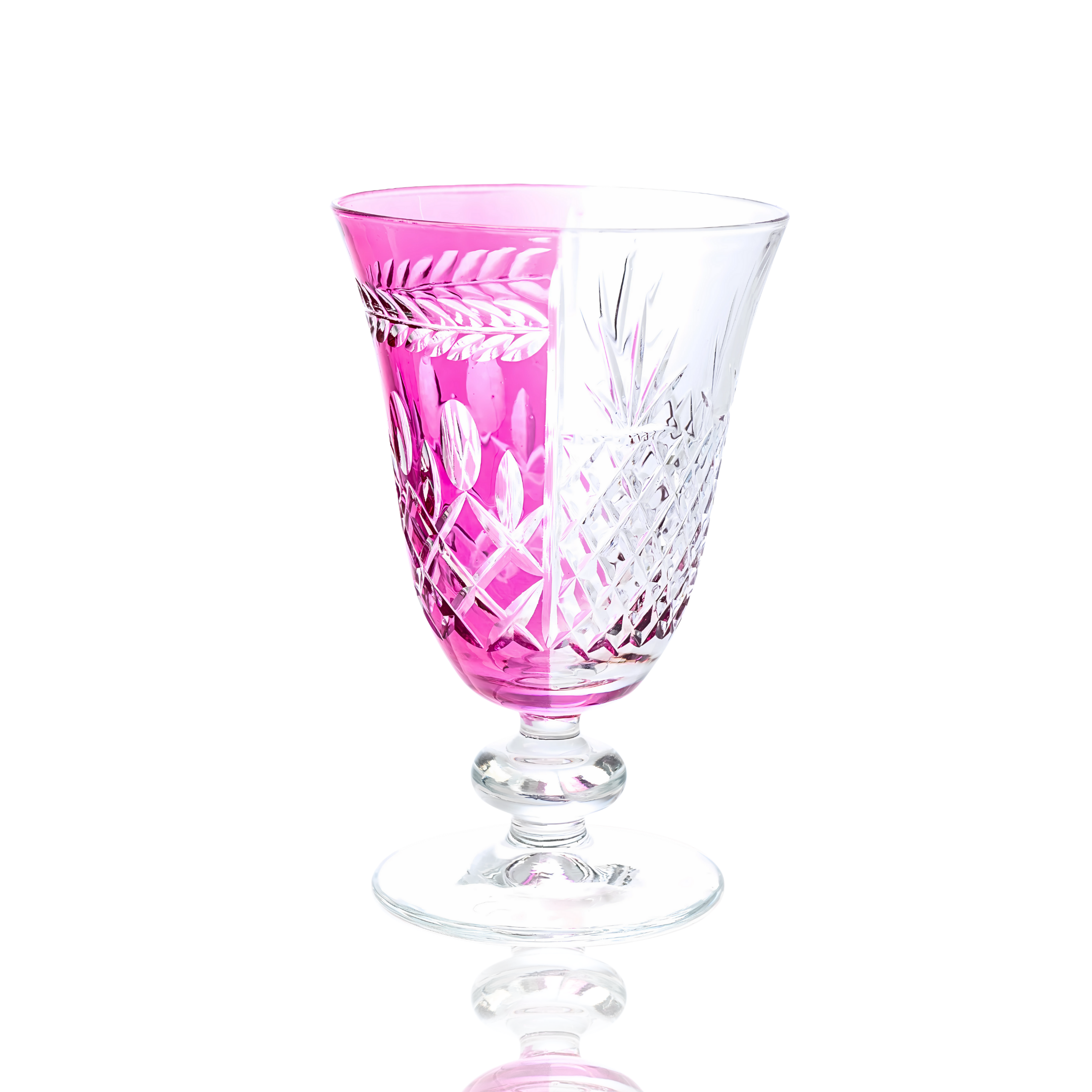 Aurel Hybrid Cut Crystal Wine Goblet - Set Of 2 - Margerie Crystal USA