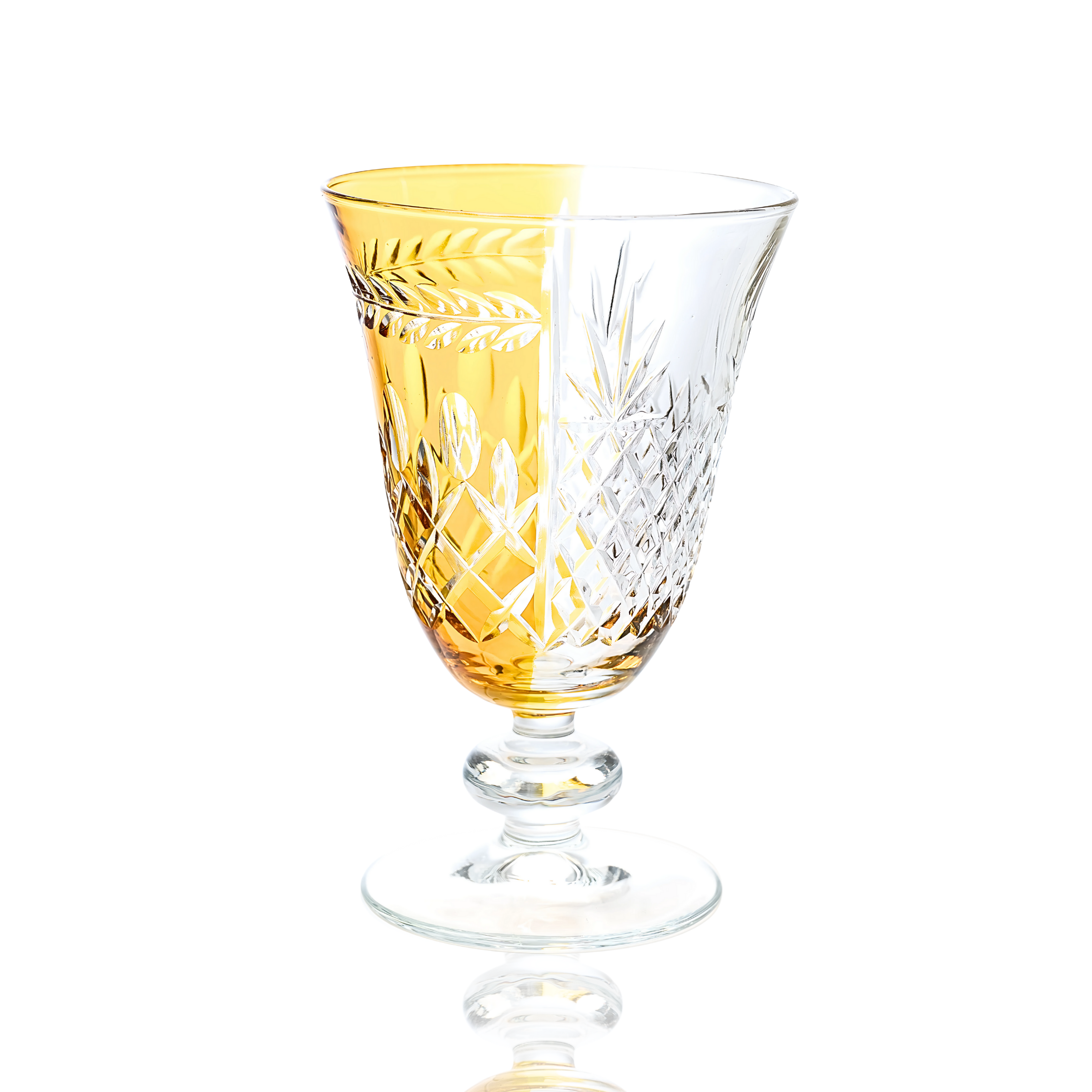 Aurel Hybrid Cut Crystal Wine Goblet - Set Of 2 - Margerie Crystal USA
