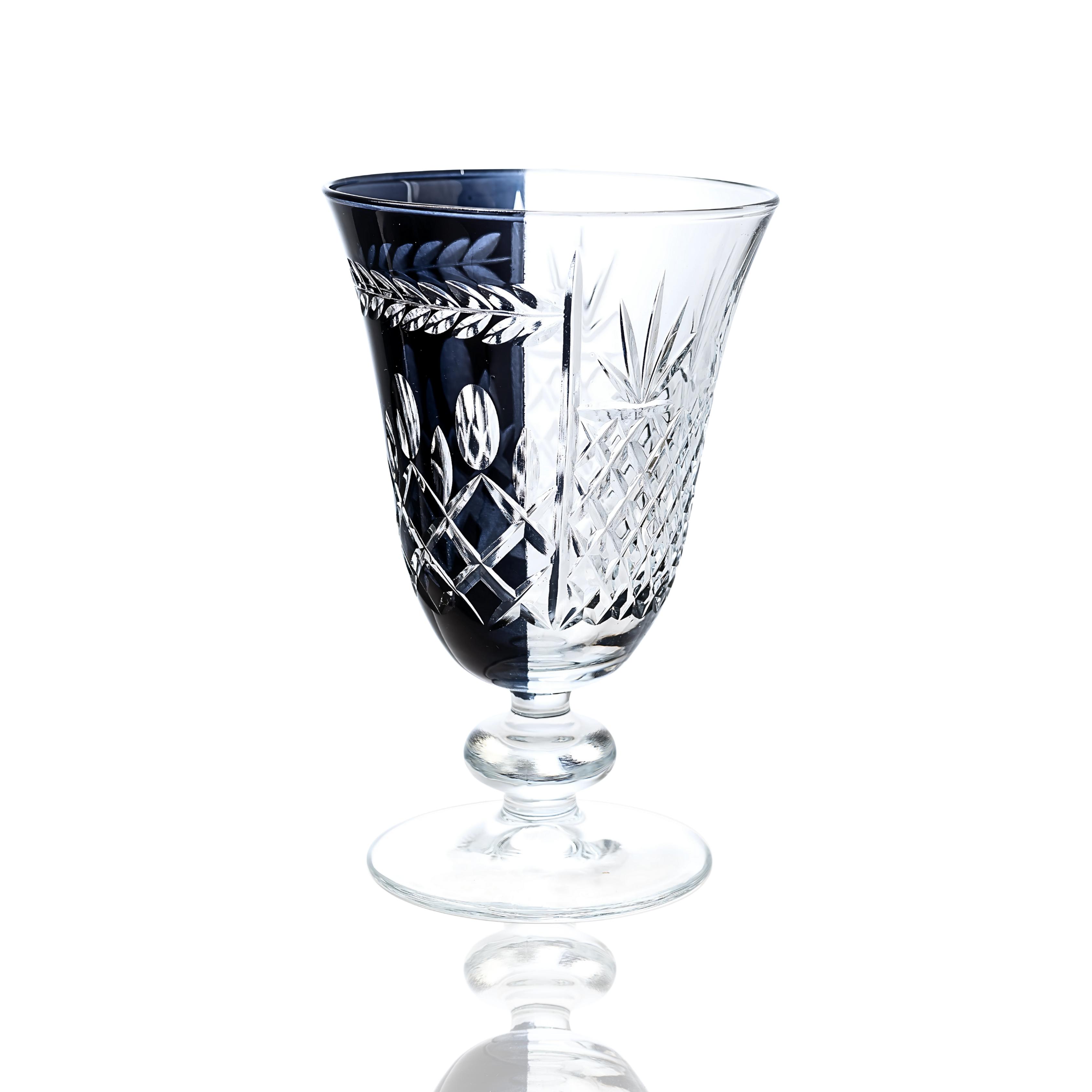 Aurel Hybrid Cut Crystal Wine Goblet - Set Of 2 - Margerie Crystal USA