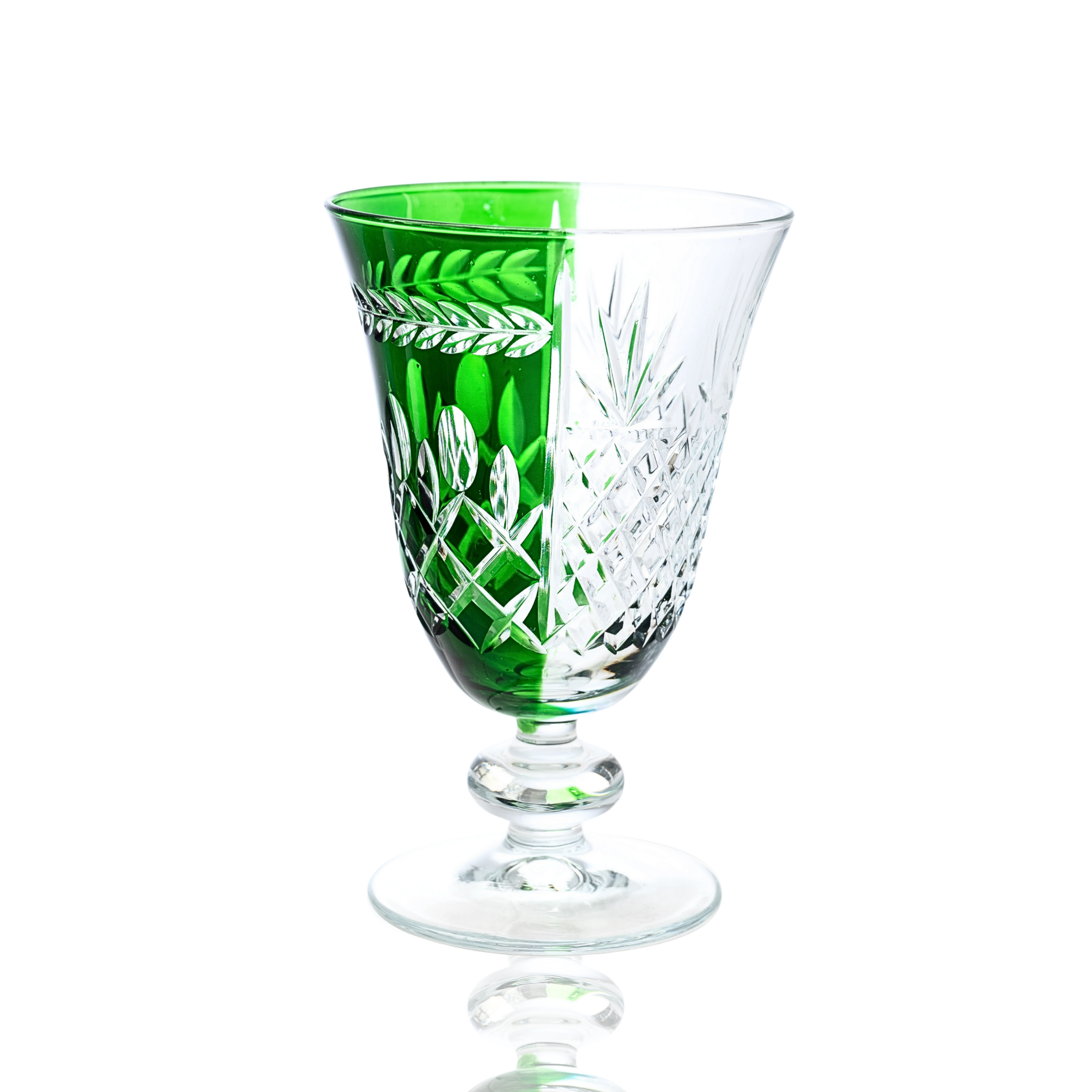 Aurel Hybrid Cut Crystal Wine Goblet - Set Of 2 - Margerie Crystal USA