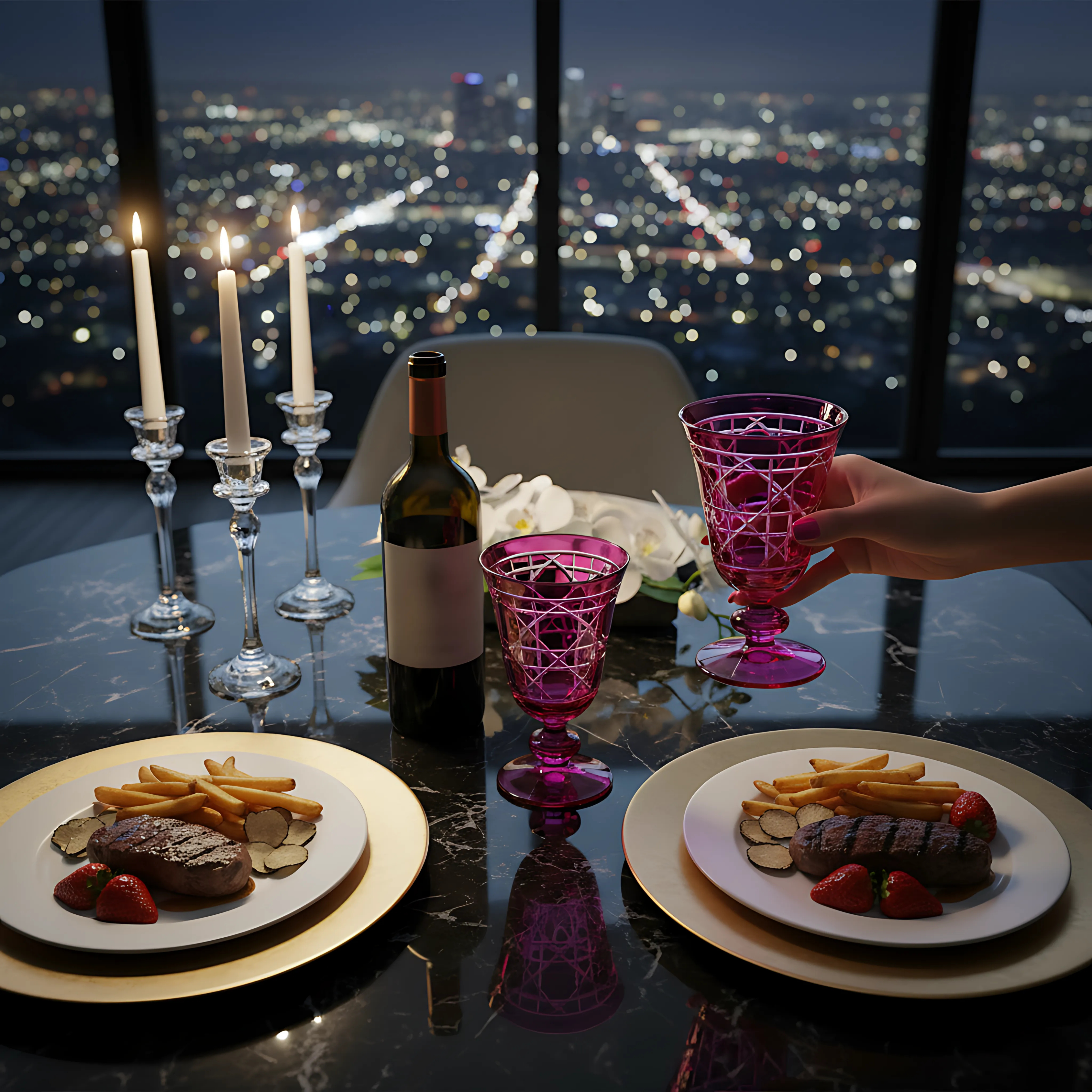 Gloria Cut Crystal Wine Goblet - Set Of 2 - Margerie Crystal USA