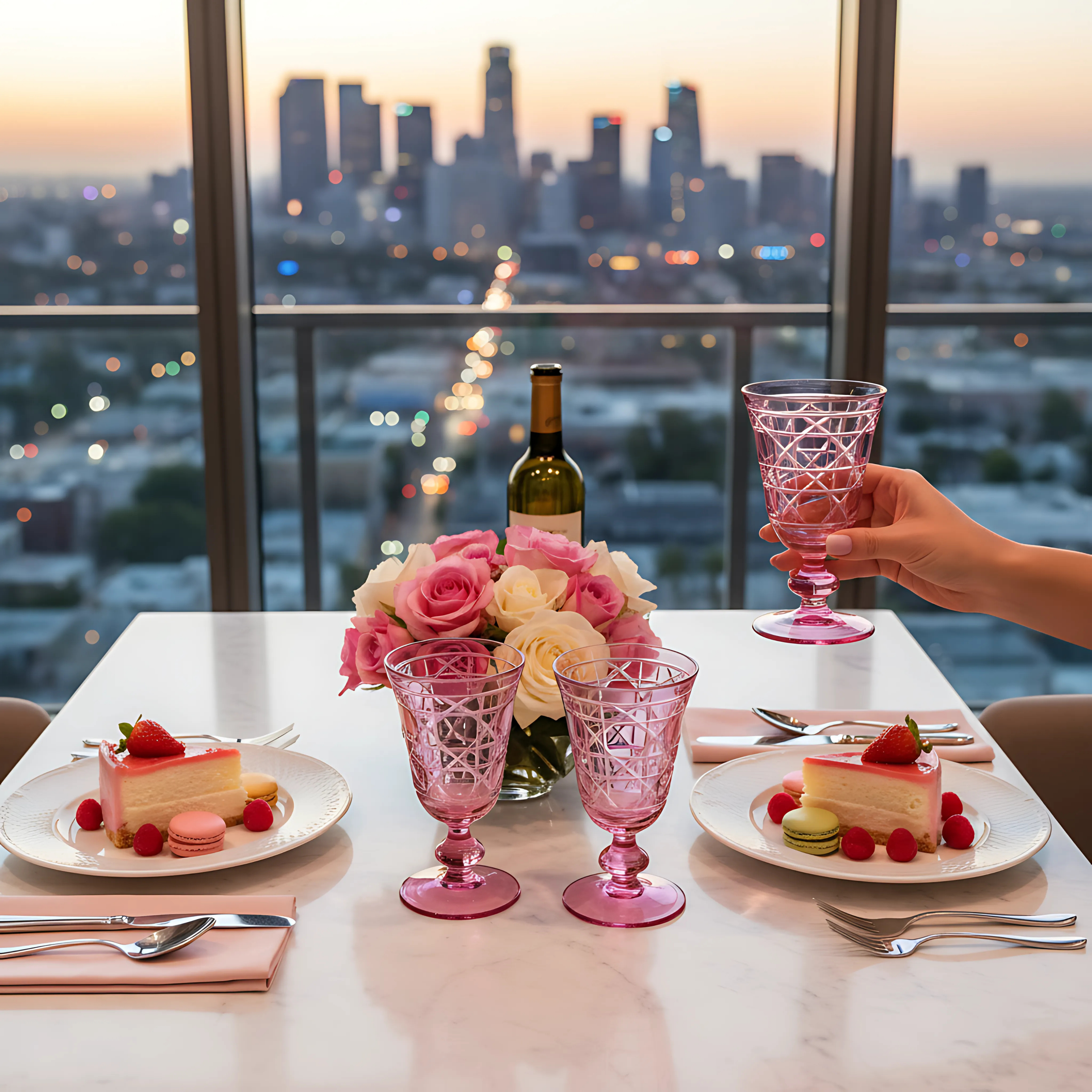 Gloria Cut Crystal Wine Goblet - Set Of 2 - Margerie Crystal USA