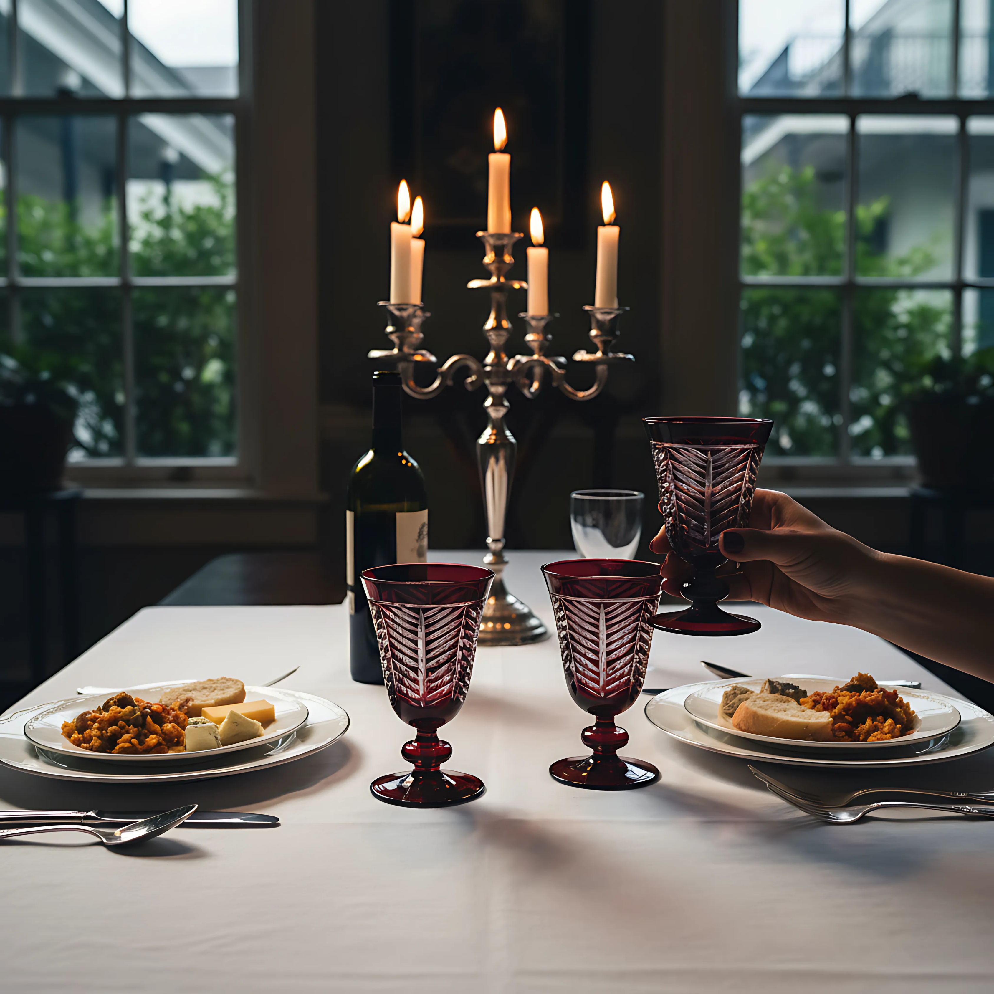 Lanza Cut Crystal Wine Goblet - Set Of 2 - Margerie Crystal USA