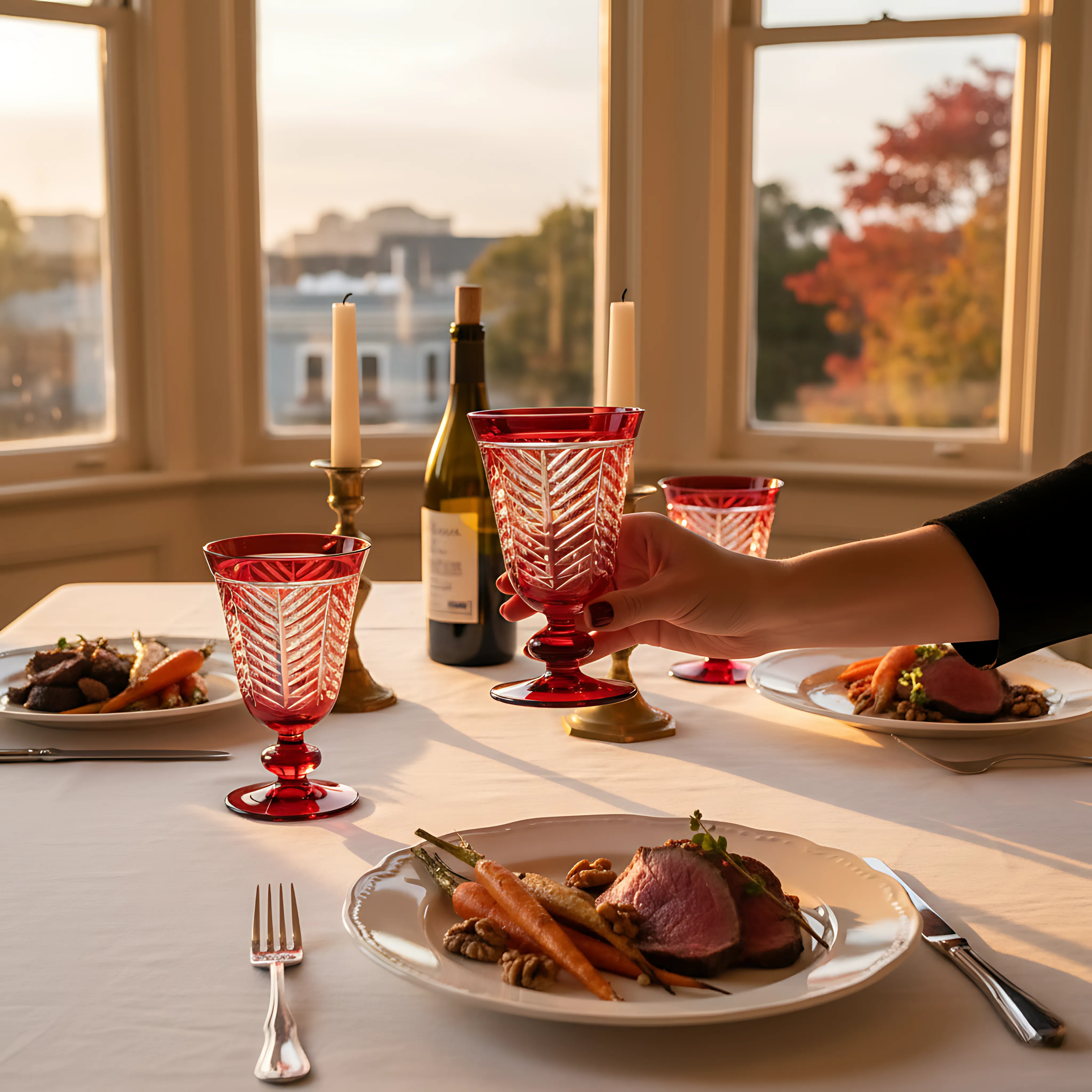 Lanza Cut Crystal Wine Goblet - Set Of 2 - Margerie Crystal USA