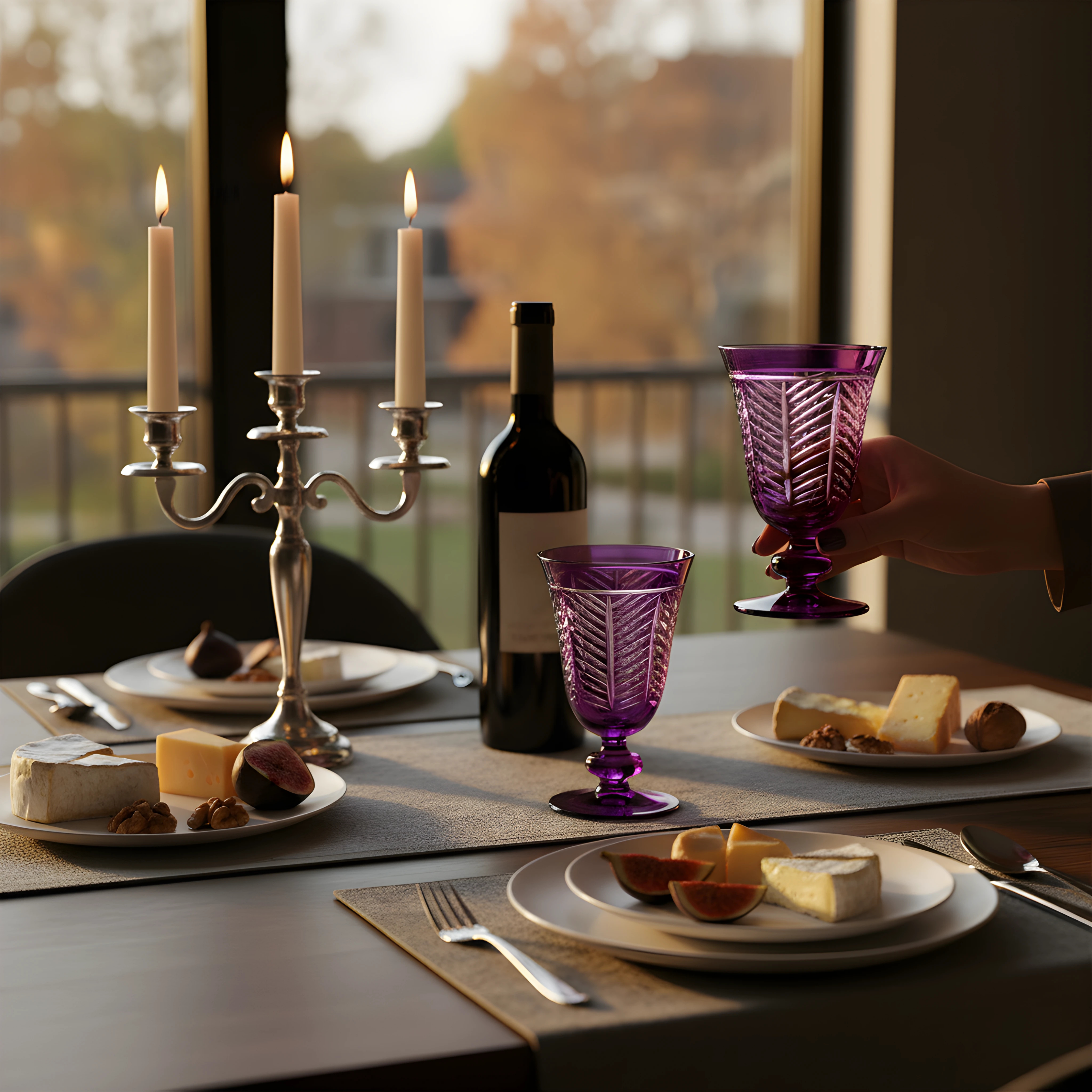 Lanza Cut Crystal Wine Goblet - Set Of 2 - Margerie Crystal USA