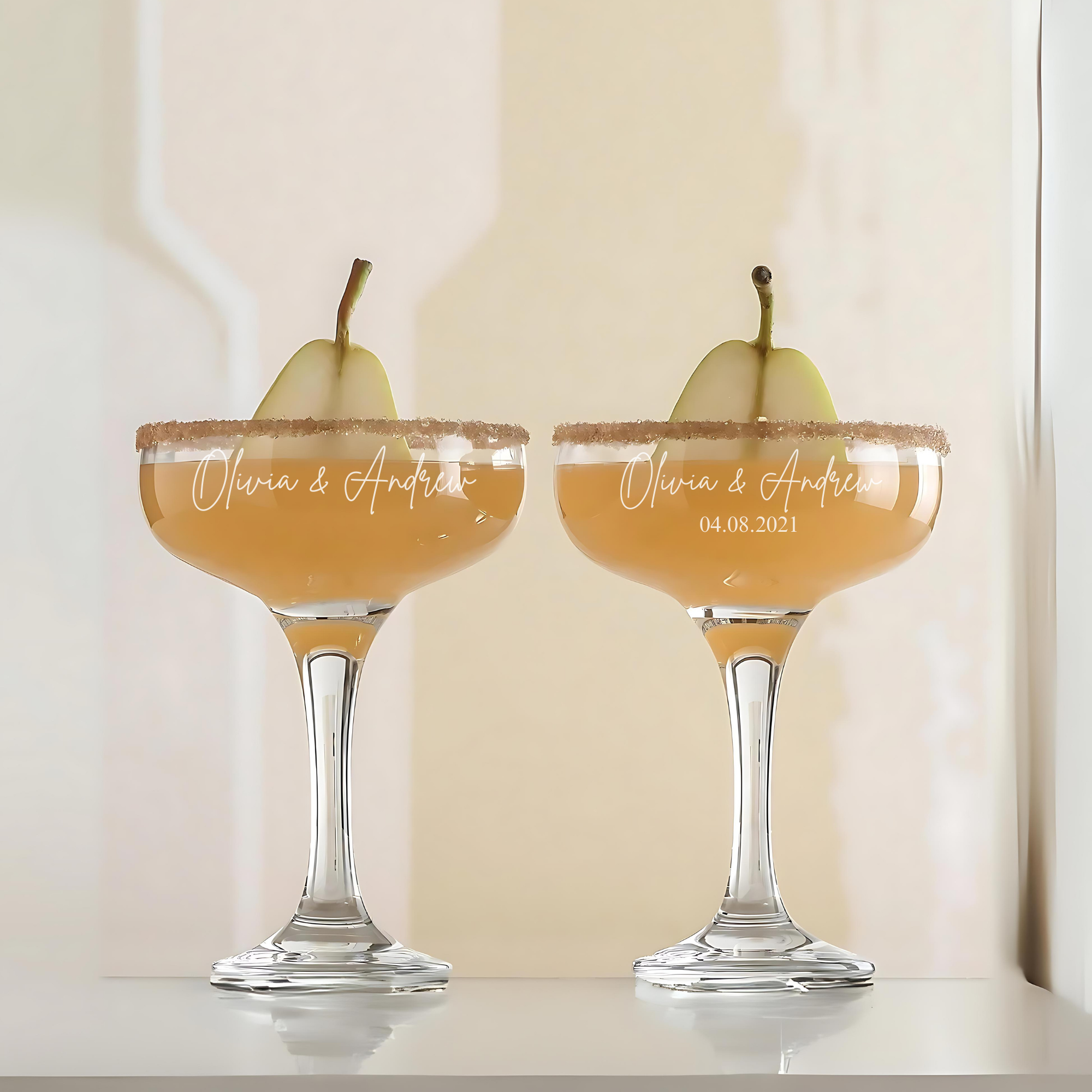 Personalized Coupe Glasses - Set of 2 - Margerie Crystal USA