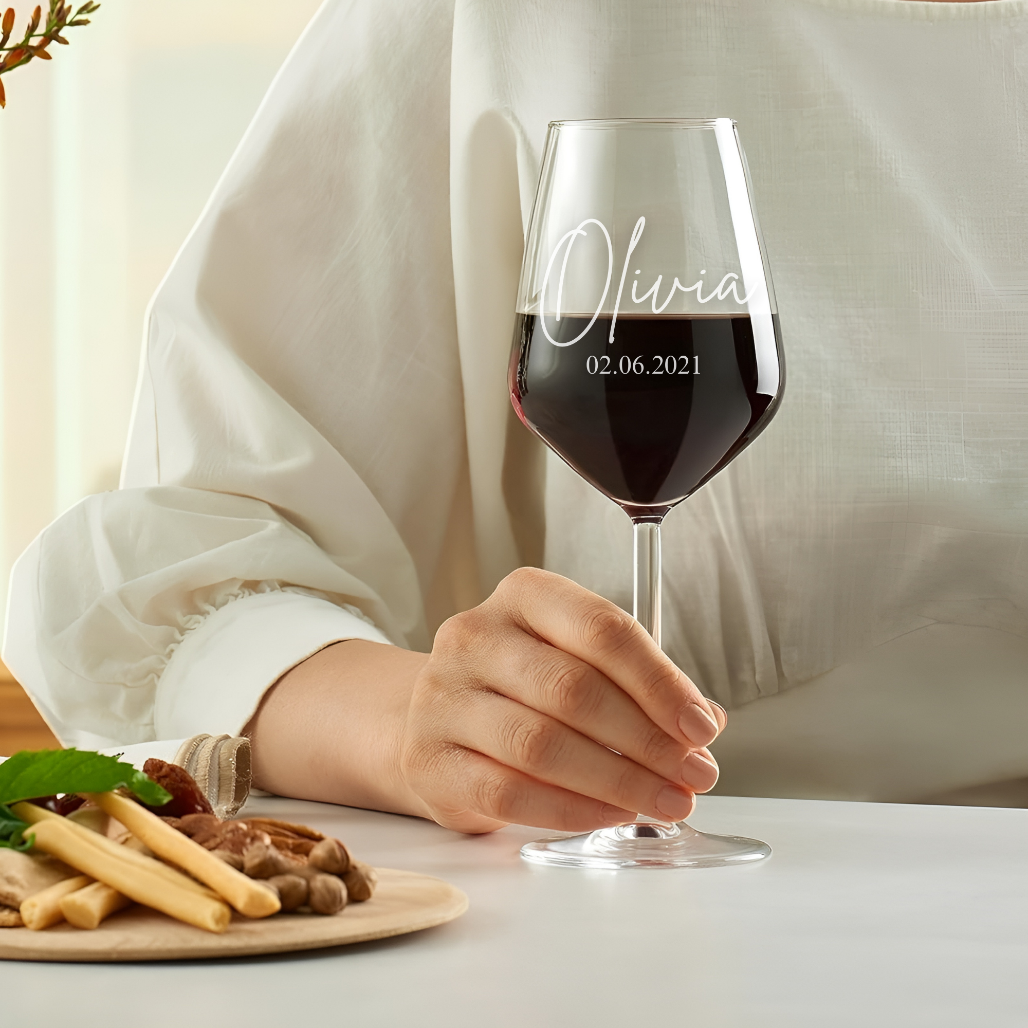 Personalized Wine Glasses - Set Of 2 - Margerie Crystal USA