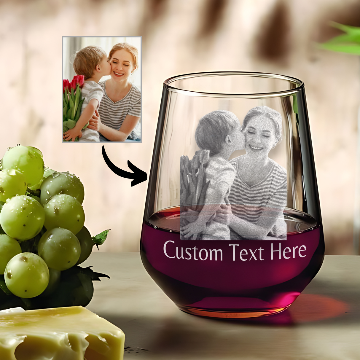 Personalized Portrait Stemless Wine Glasses - Set of 2