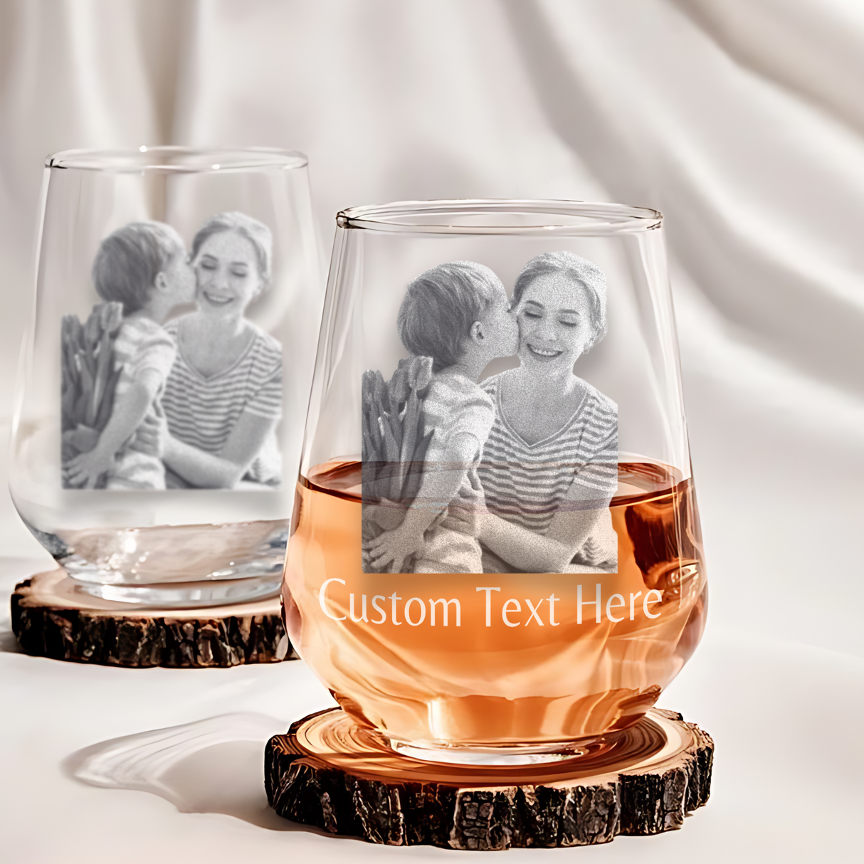 Personalized Portrait Stemless Wine Glasses - Set of 2