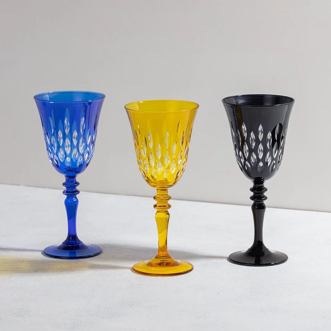 Royal Cut Crystal Wine Glasses - Set Of 2 - Margerie Crystal USA