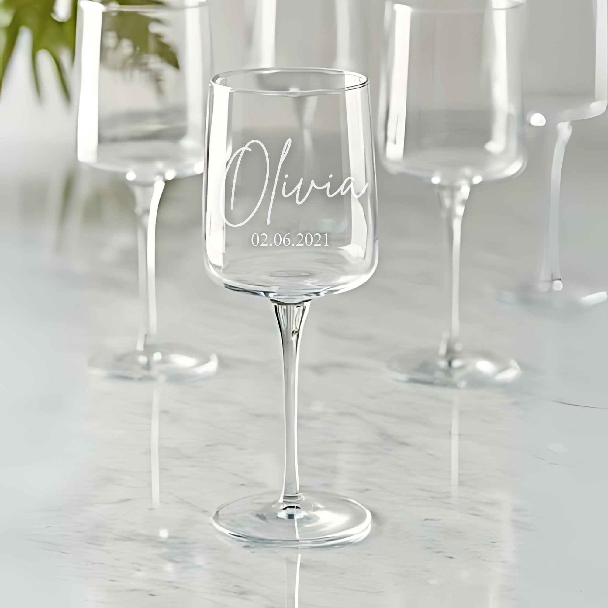Personalized Wine Glasses - Set of 2 - Margerie Crystal USA