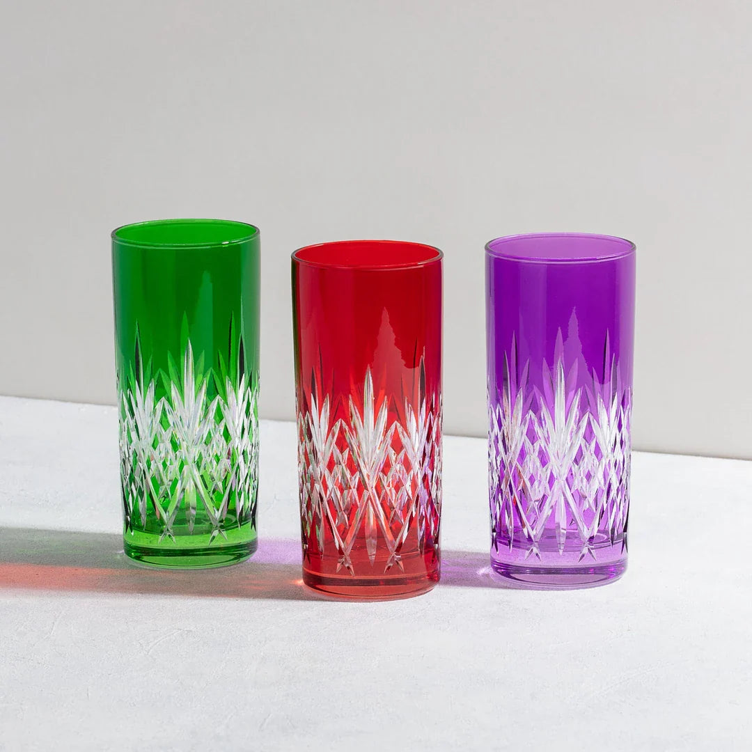 Linka Cut Crystal Highball Glasses - Set Of 2 - Margerie Crystal USA