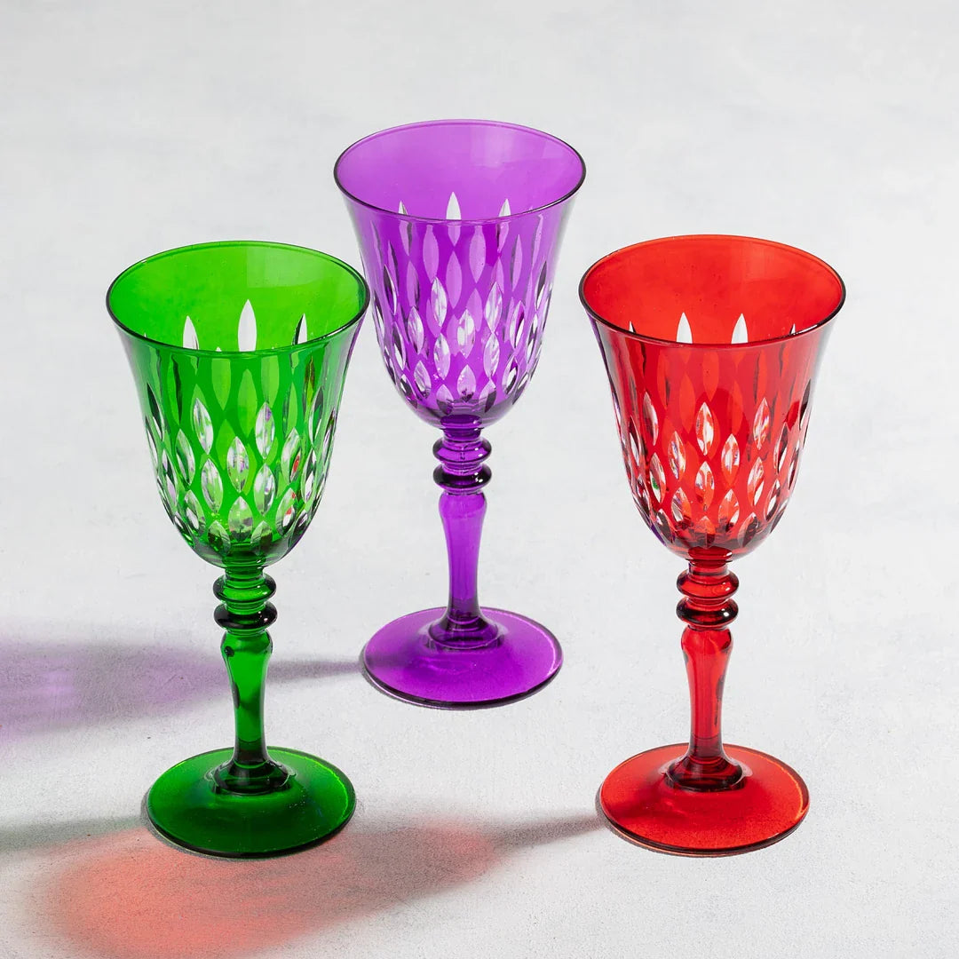 Royal Cut Crystal Wine Glasses - Set Of 2 - Margerie Crystal USA