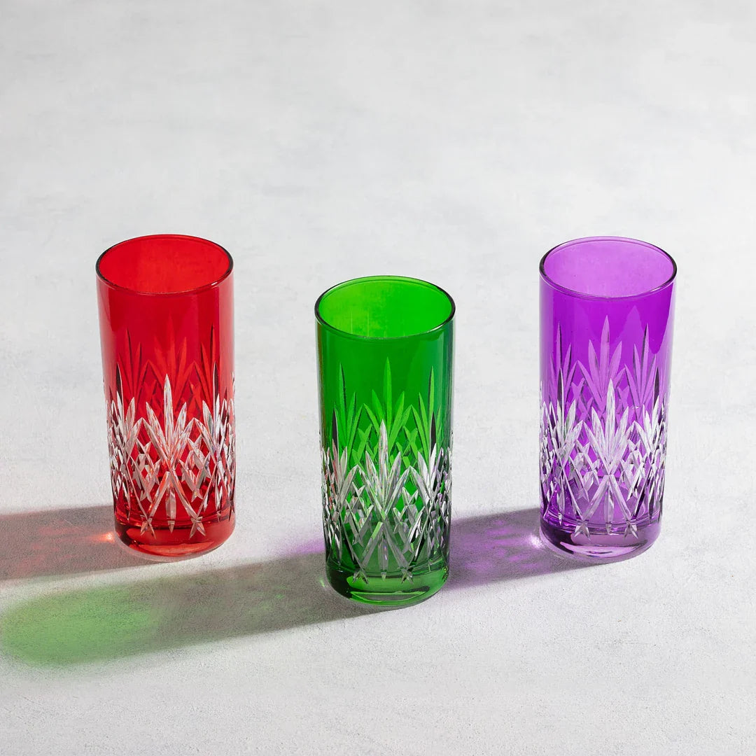 Linka Cut Crystal Highball Glasses - Set Of 2 - Margerie Crystal USA