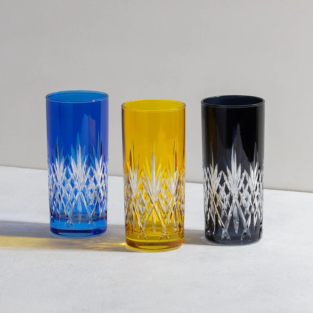 Linka Cut Crystal Highball Glasses - Set Of 2 - Margerie Crystal USA