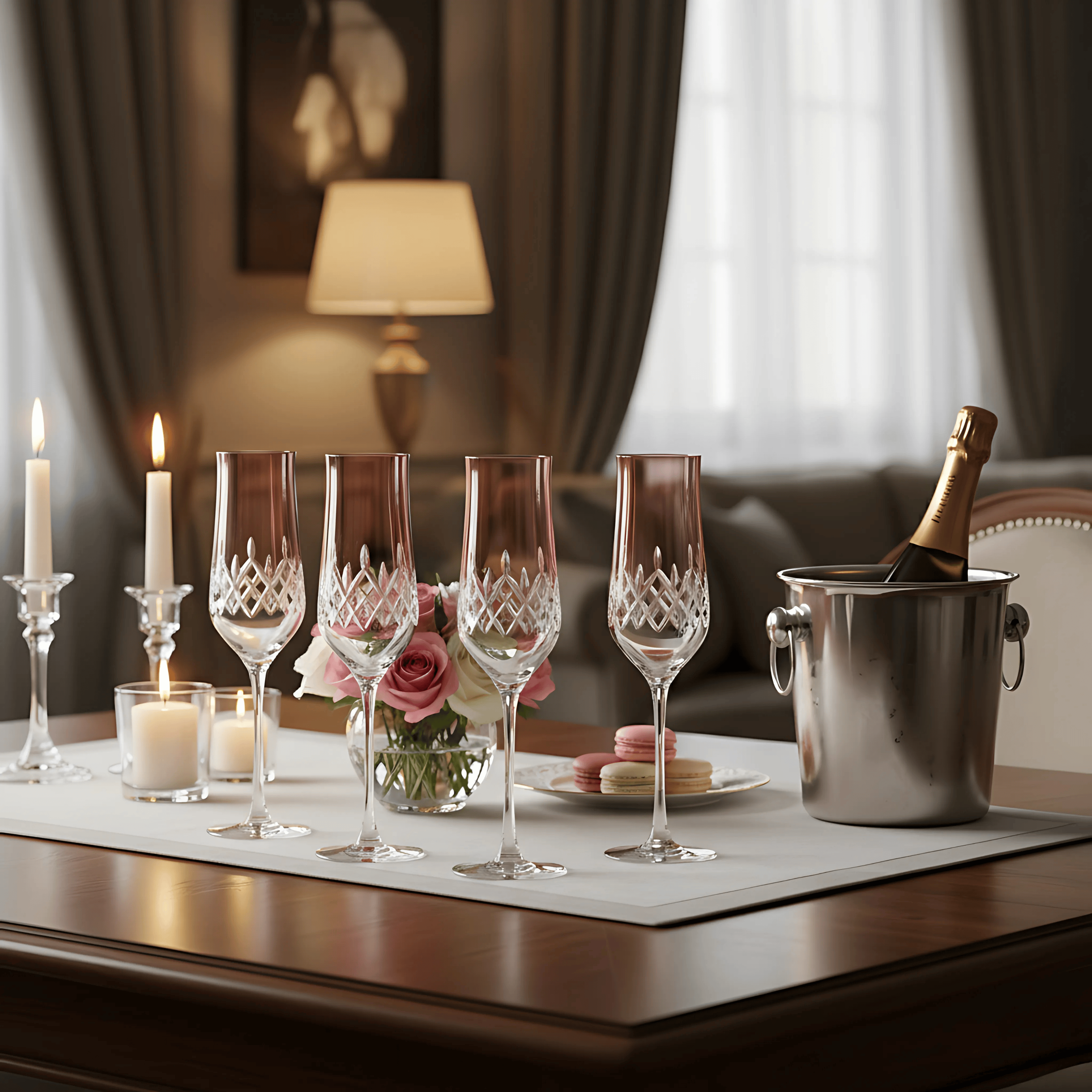 Aria Champagne Flute - Set Of 2 - Margerie Crystal USA