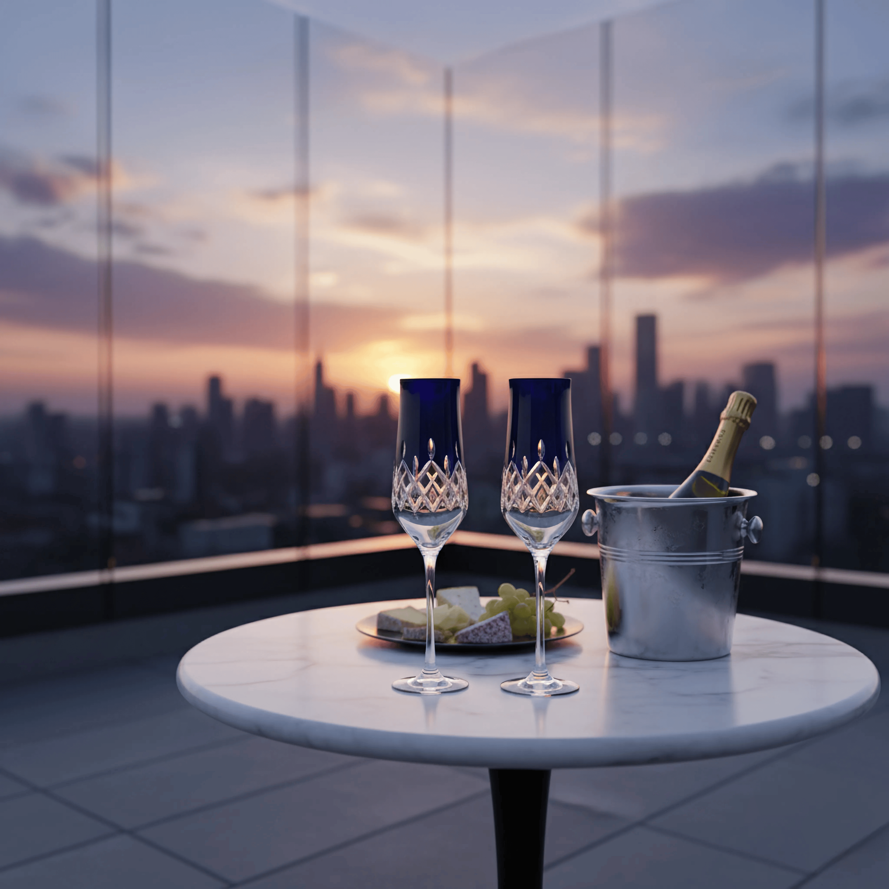 Aria Champagne Flute - Set Of 2 - Margerie Crystal USA