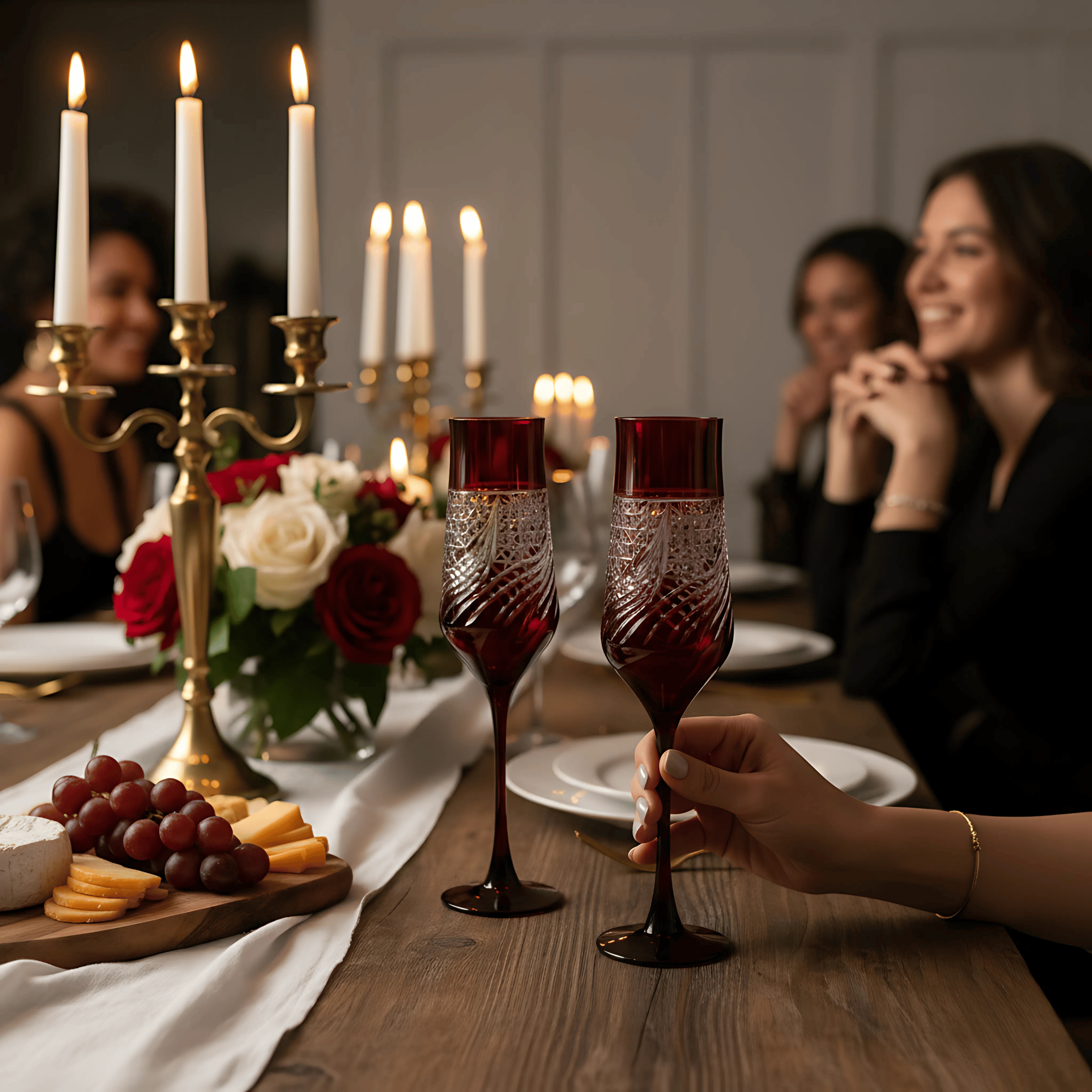 Aurora Champagne Flute - Set Of 2 - Margerie Crystal USA