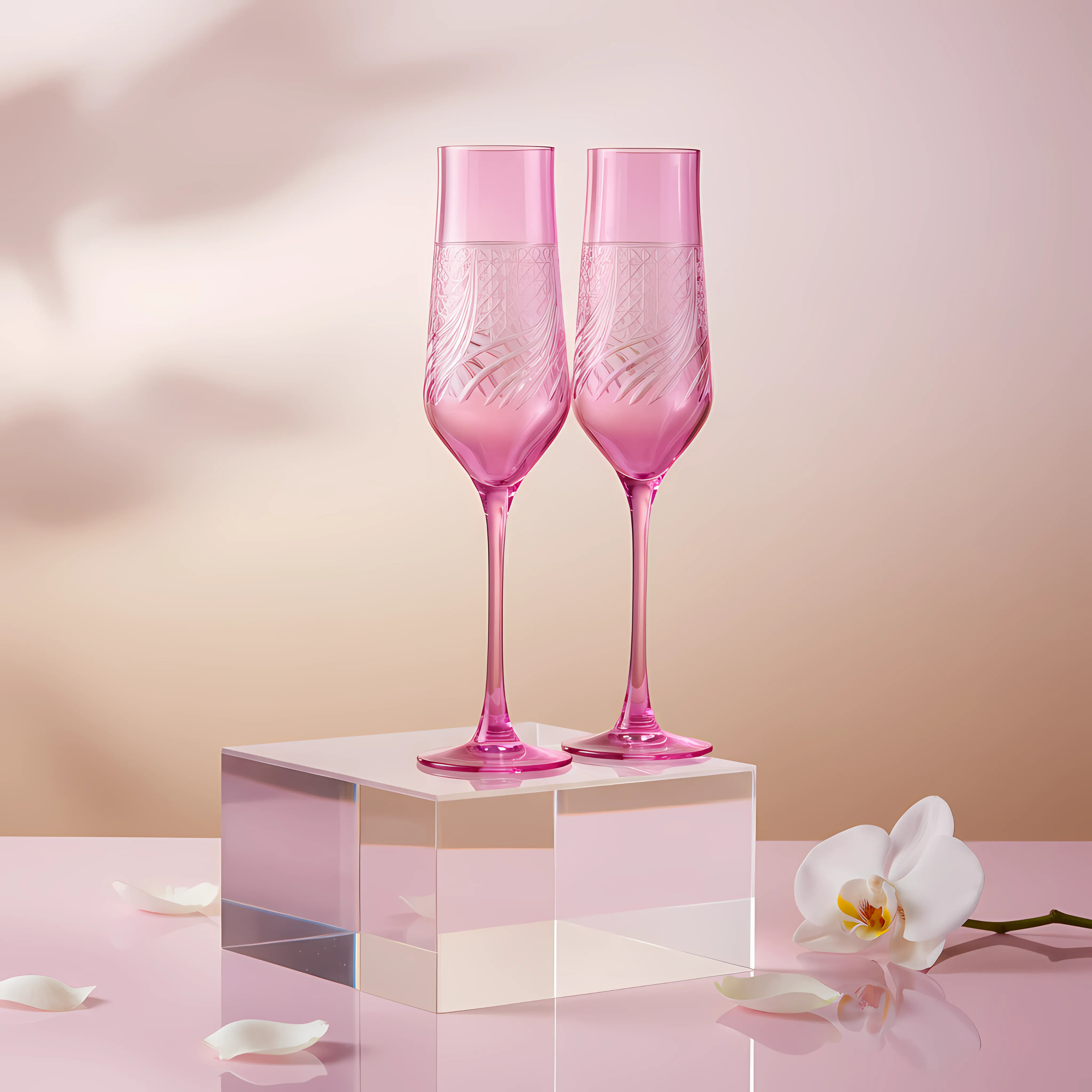 Aurora Champagne Flute - Set Of 2 - Margerie Crystal USA