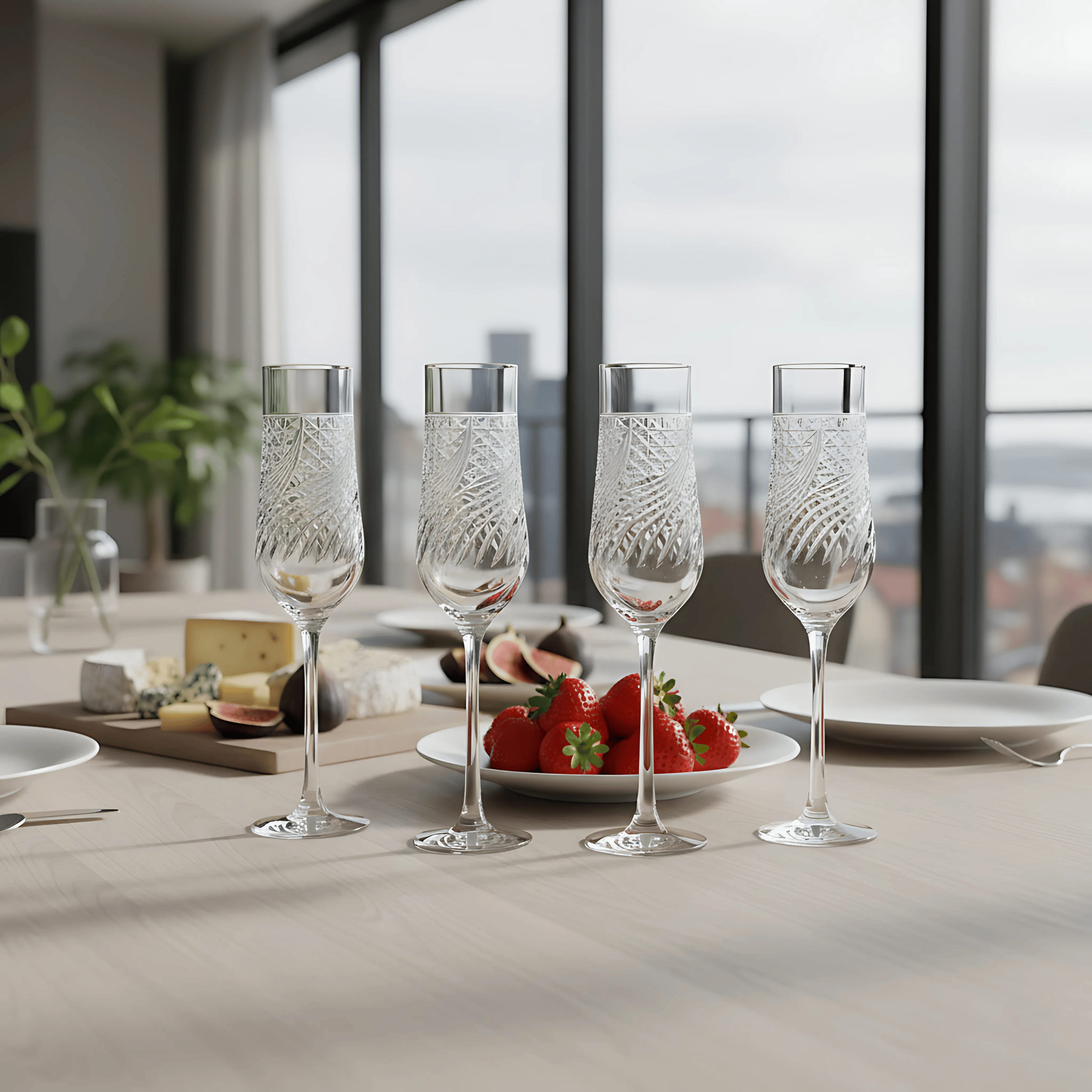 Aurora Champagne Flute - Set Of 2 - Margerie Crystal USA