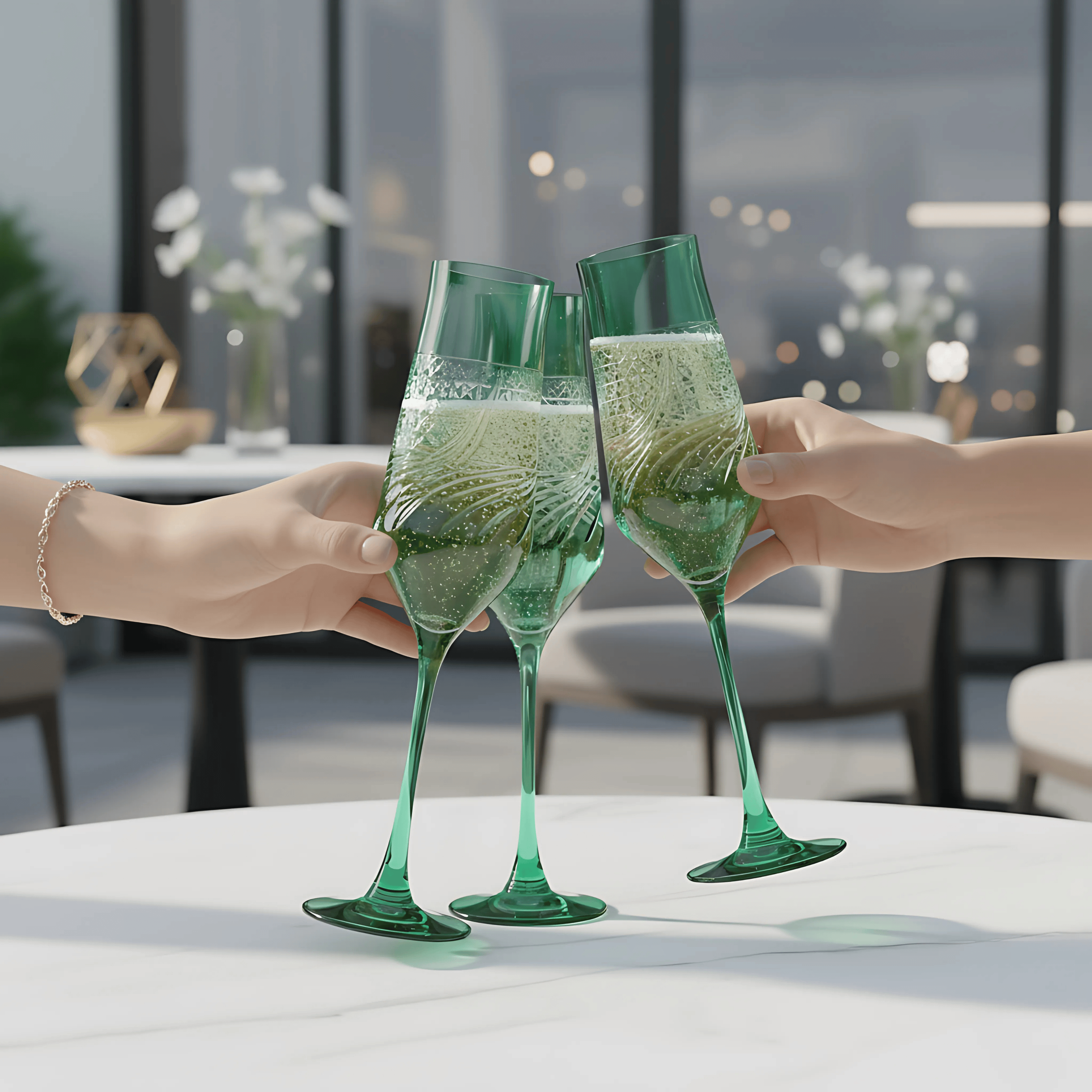 Aurora Champagne Flute - Set Of 2 - Margerie Crystal USA