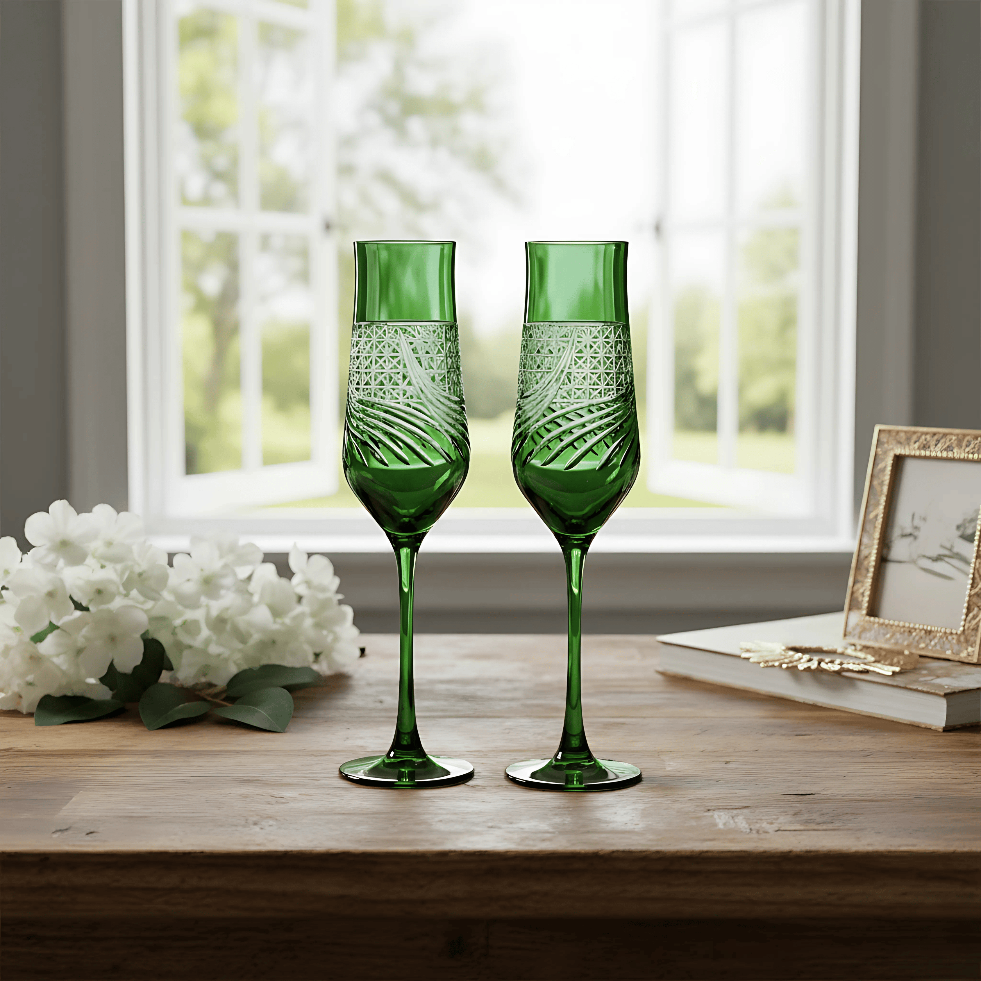 Aurora Champagne Flute - Set Of 2 - Margerie Crystal USA