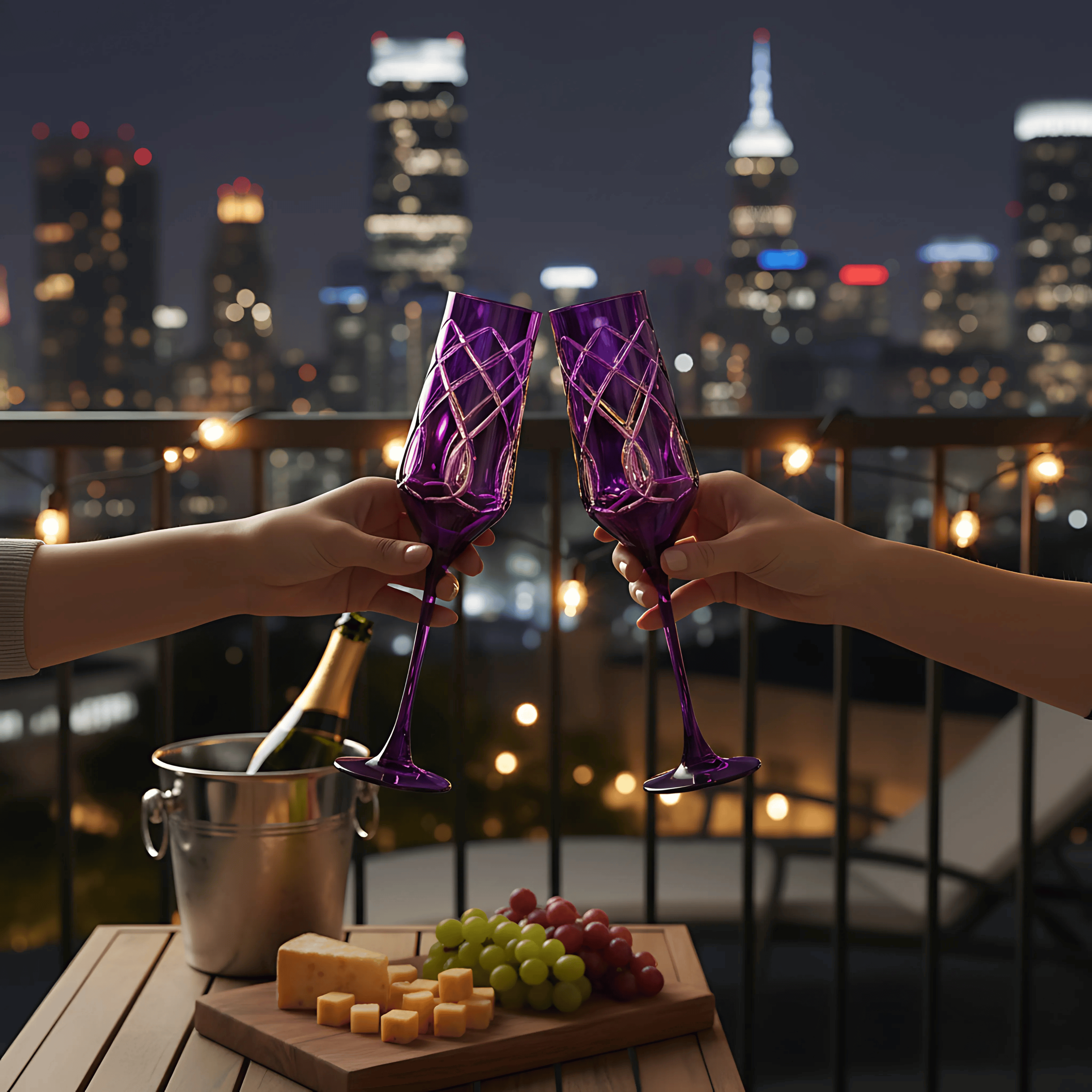 Heritage Champagne Flute - Set Of 2 - Margerie Crystal USA