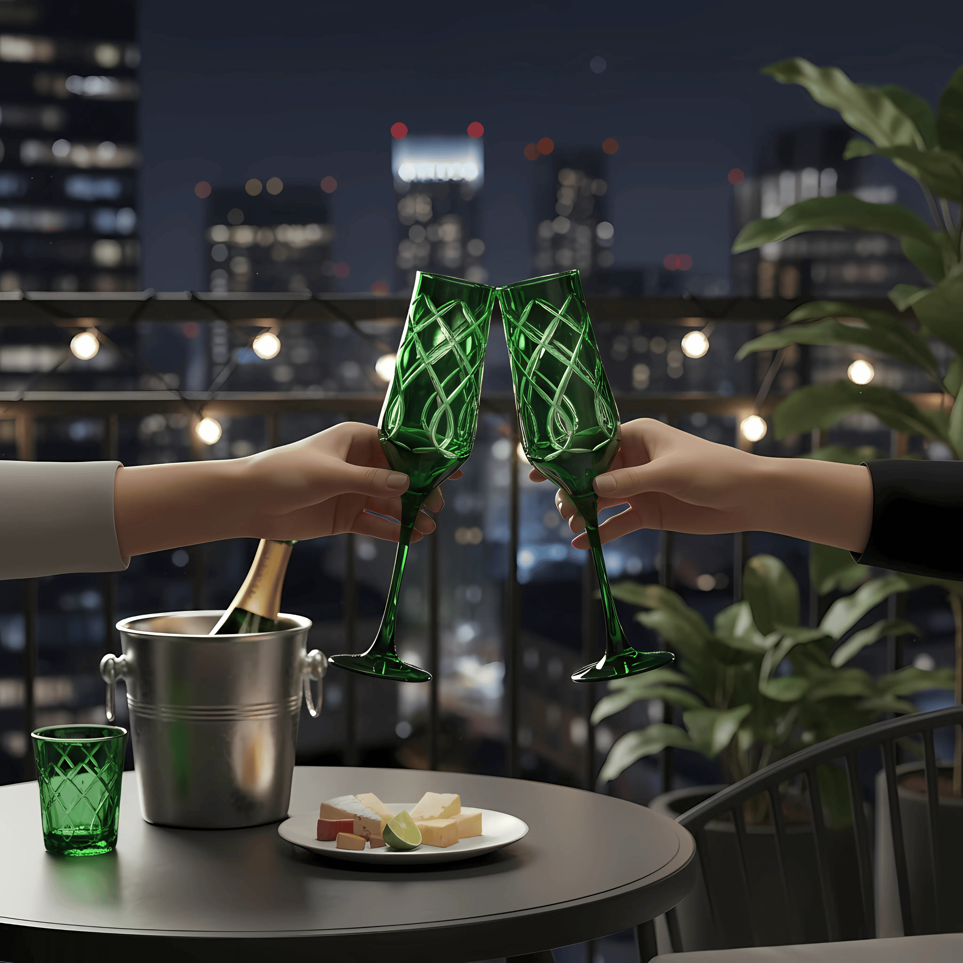 Heritage Champagne Flute - Set Of 2 - Margerie Crystal USA