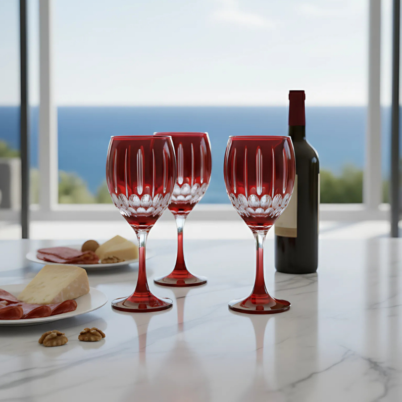 Mayfair Cut Crystal Wine Glasses - Set Of 2 - Margerie Crystal USA