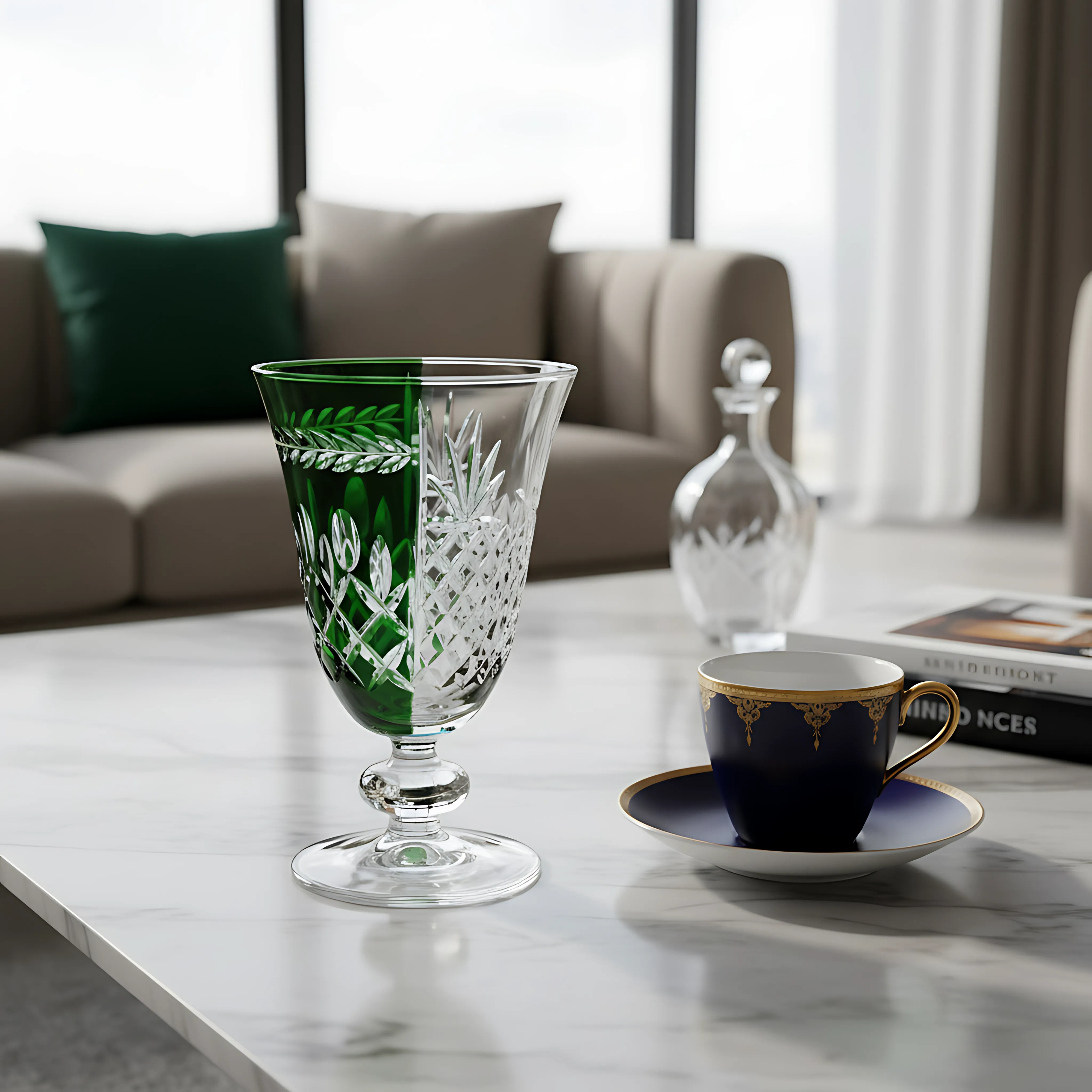 Aurel Hybrid Cut Crystal Wine Goblet - Set Of 2 - Margerie Crystal USA