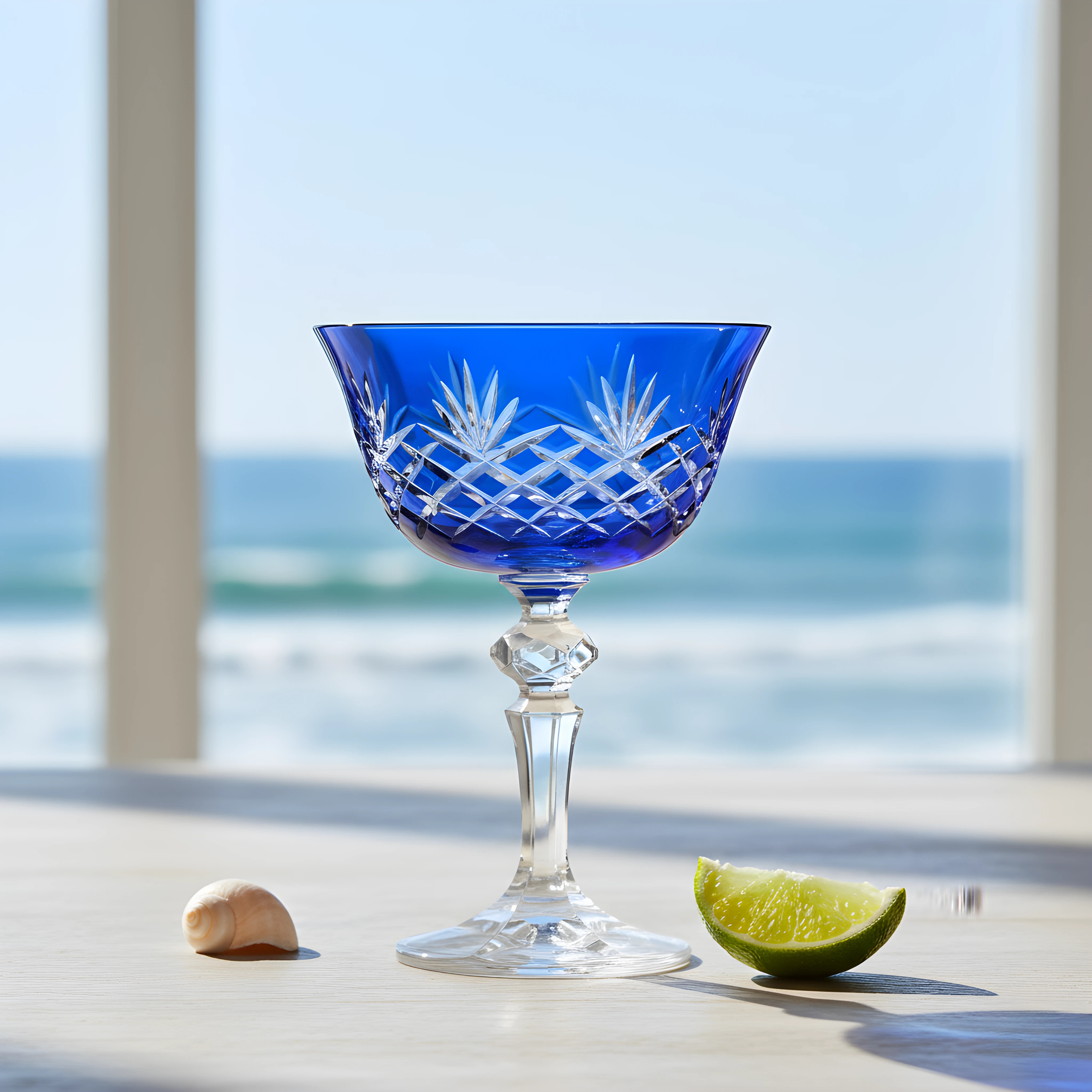 Ara Cut Crystal Champagne Coupe Glasses - Set Of 2 - Margerie Crystal USA