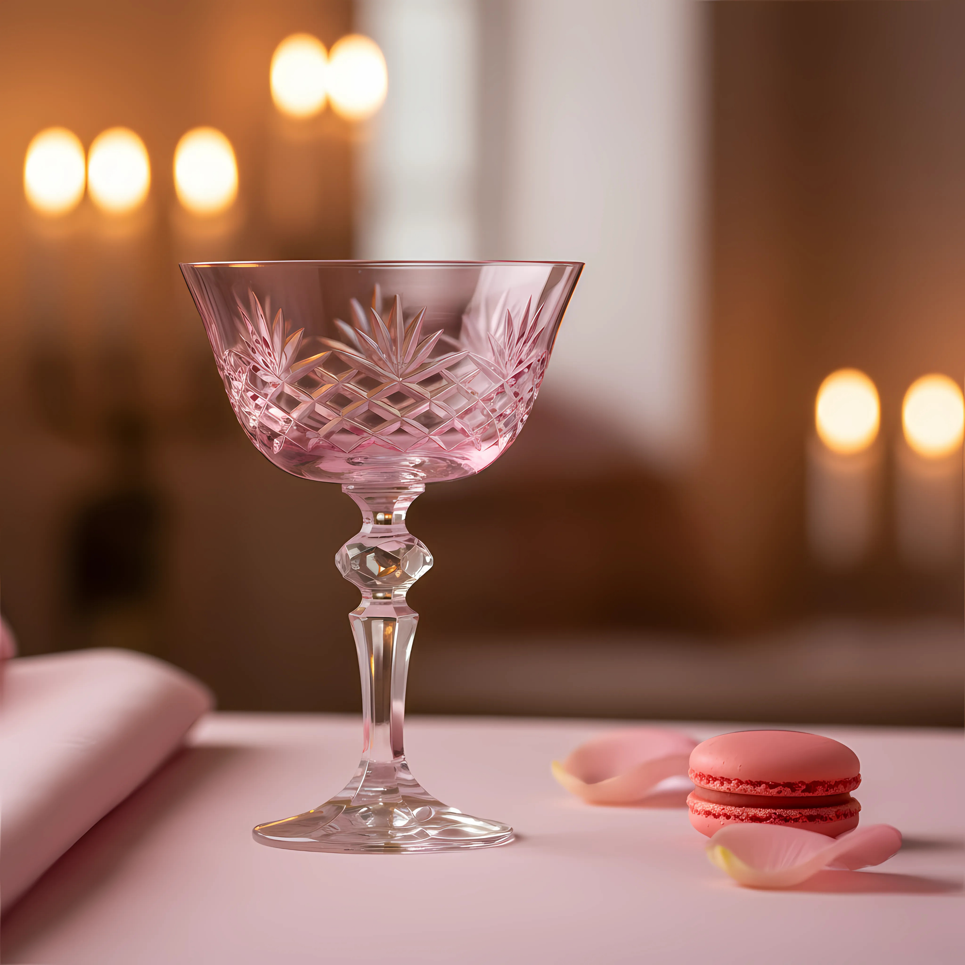 Ara Cut Crystal Champagne Coupe Glasses - Set Of 2 - Margerie Crystal USA