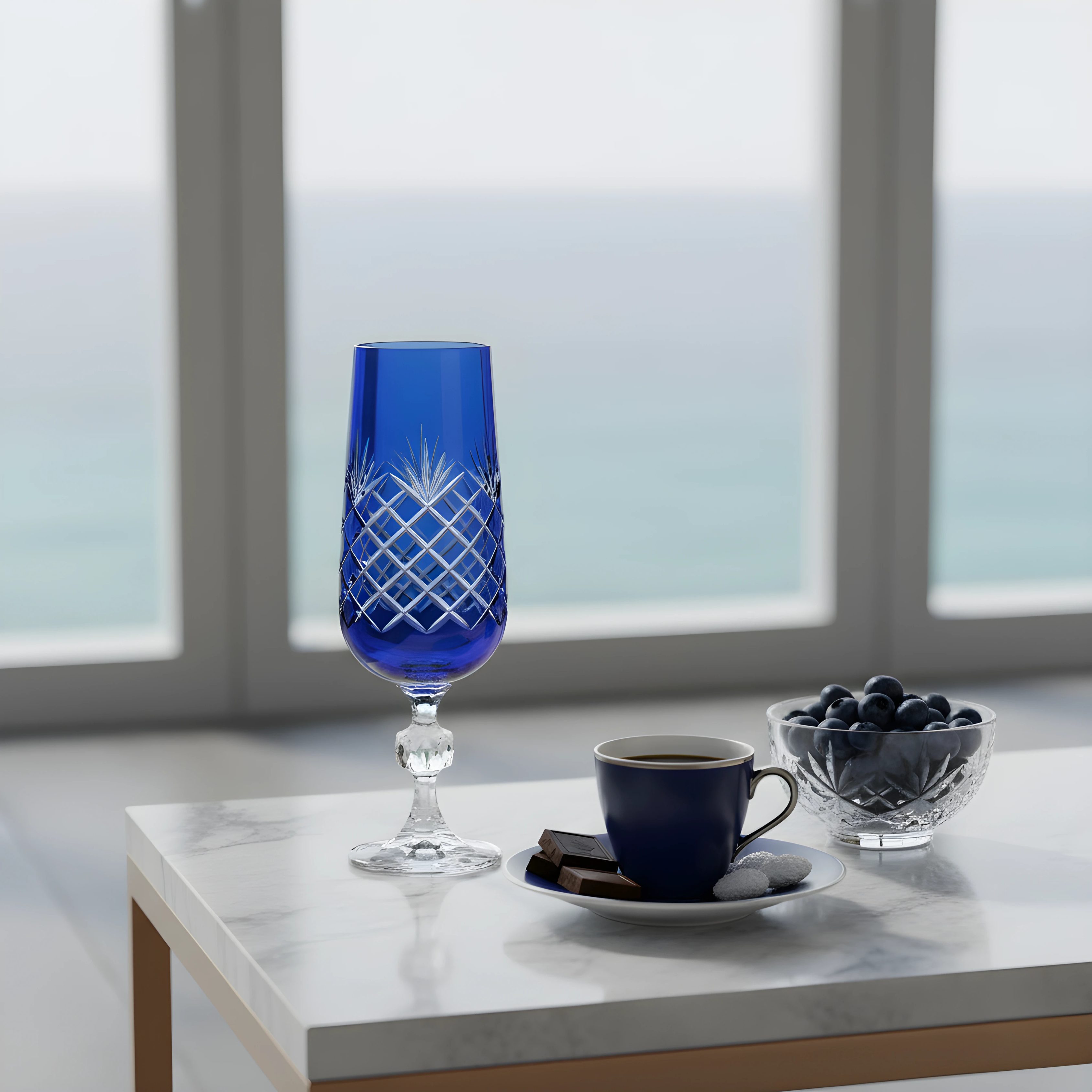 Ara Cut Crystal Champagne Flutes - Set Of 2 - Margerie Crystal USA