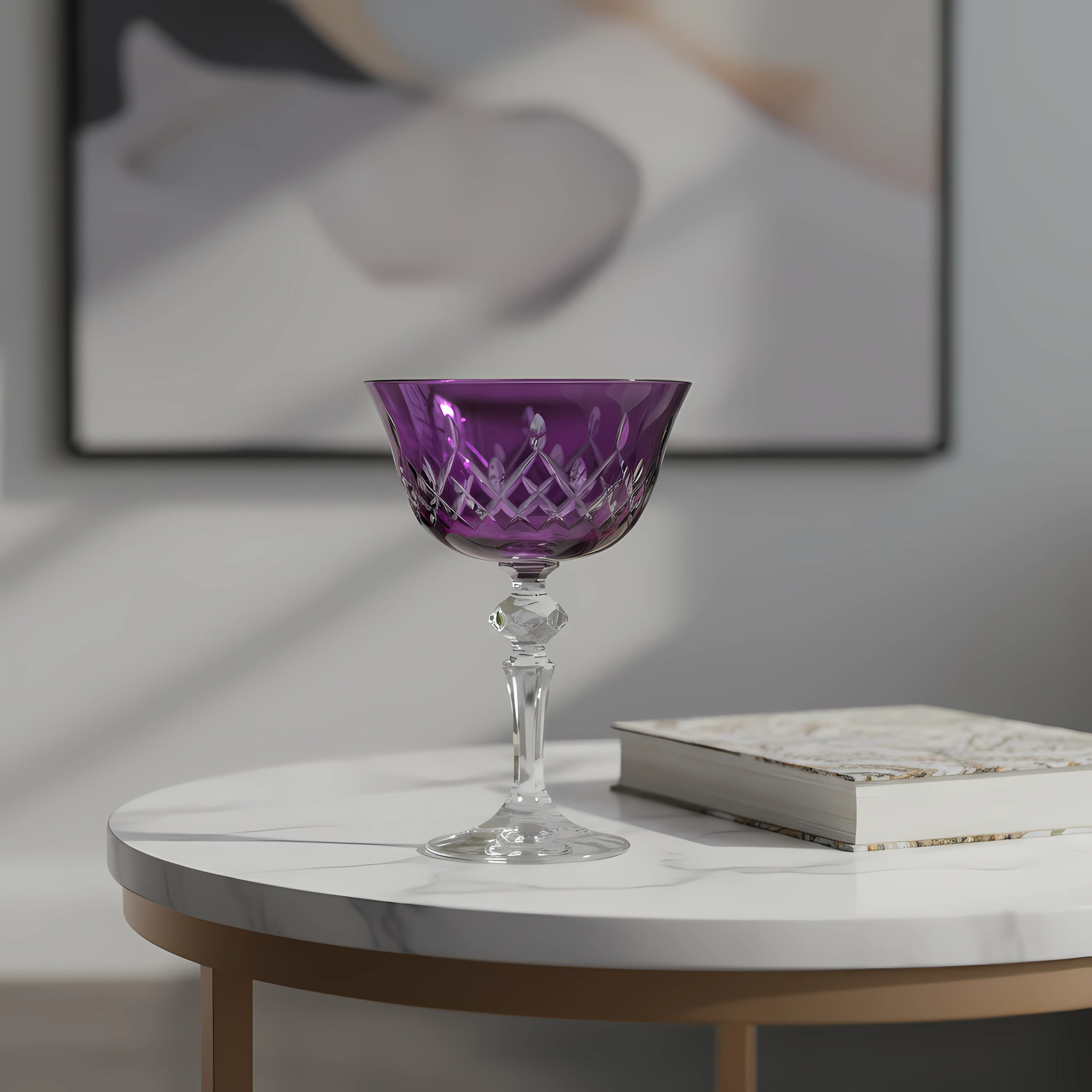 Aria Cut Crystal Champagne Coupe Glasses - Set Of 2 - Margerie Crystal USA