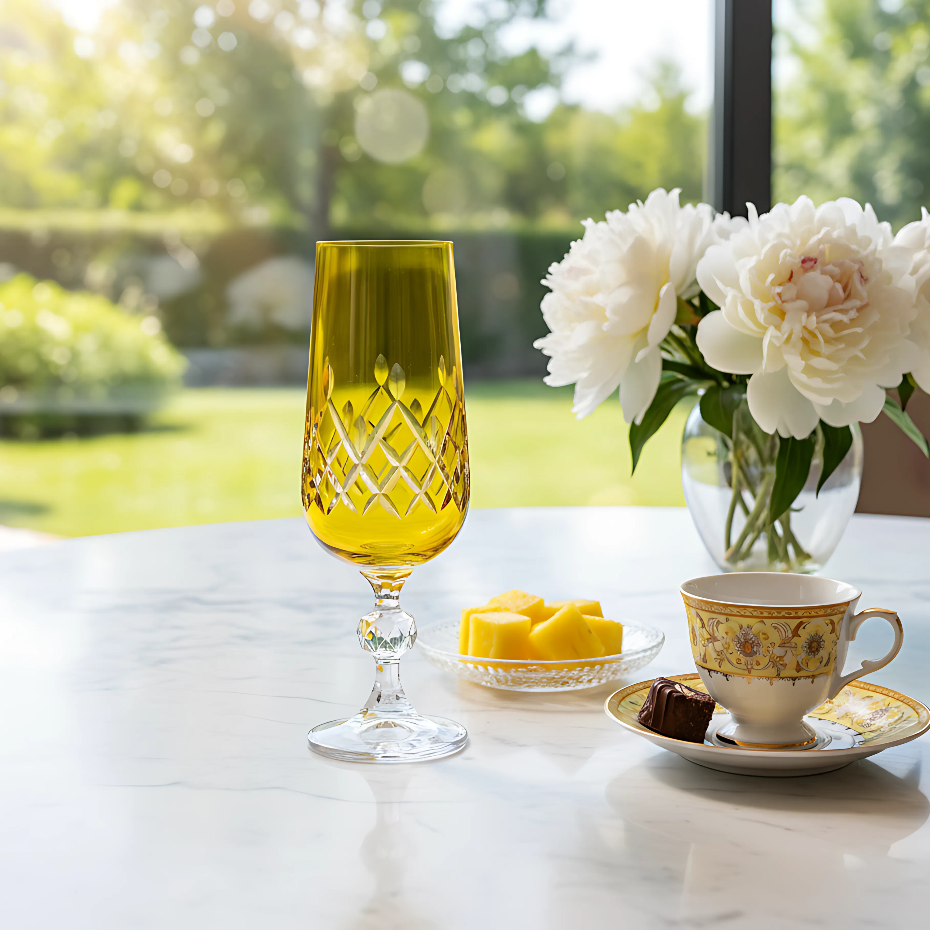 Aria Cut Crystal Champagne Flutes - Set Of 2 - Margerie Crystal USA