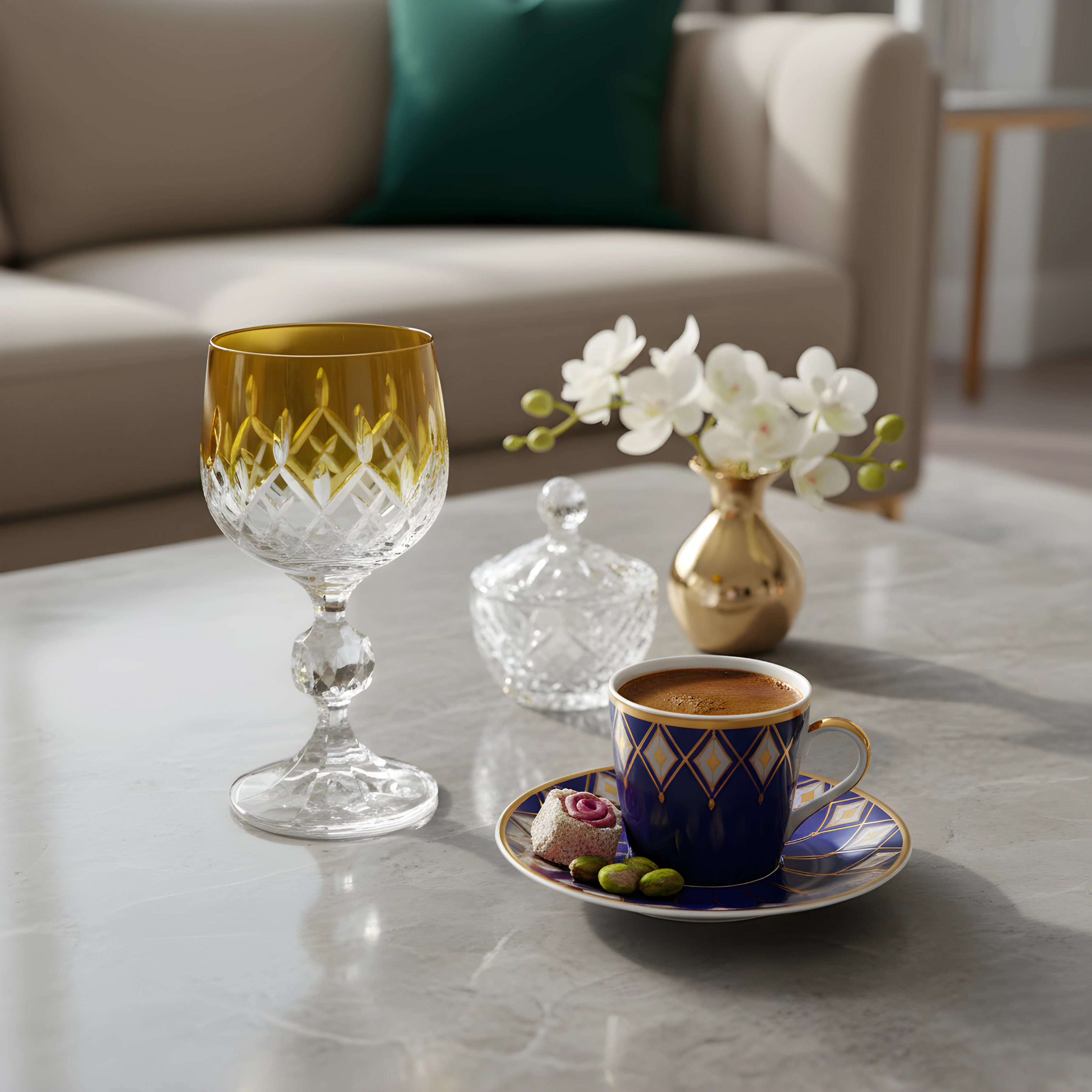 Aria Cut Crystal Wine Goblet - Set Of 2 - Margerie Crystal USA