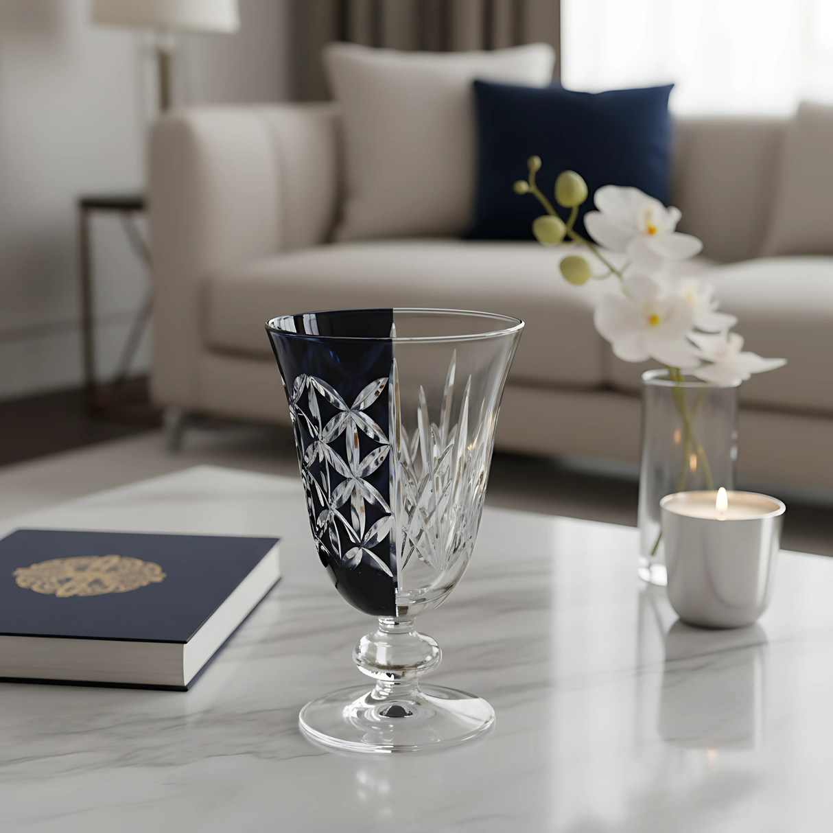 Elia Hybrid Cut Crystal Wine Goblet - Set Of 2
