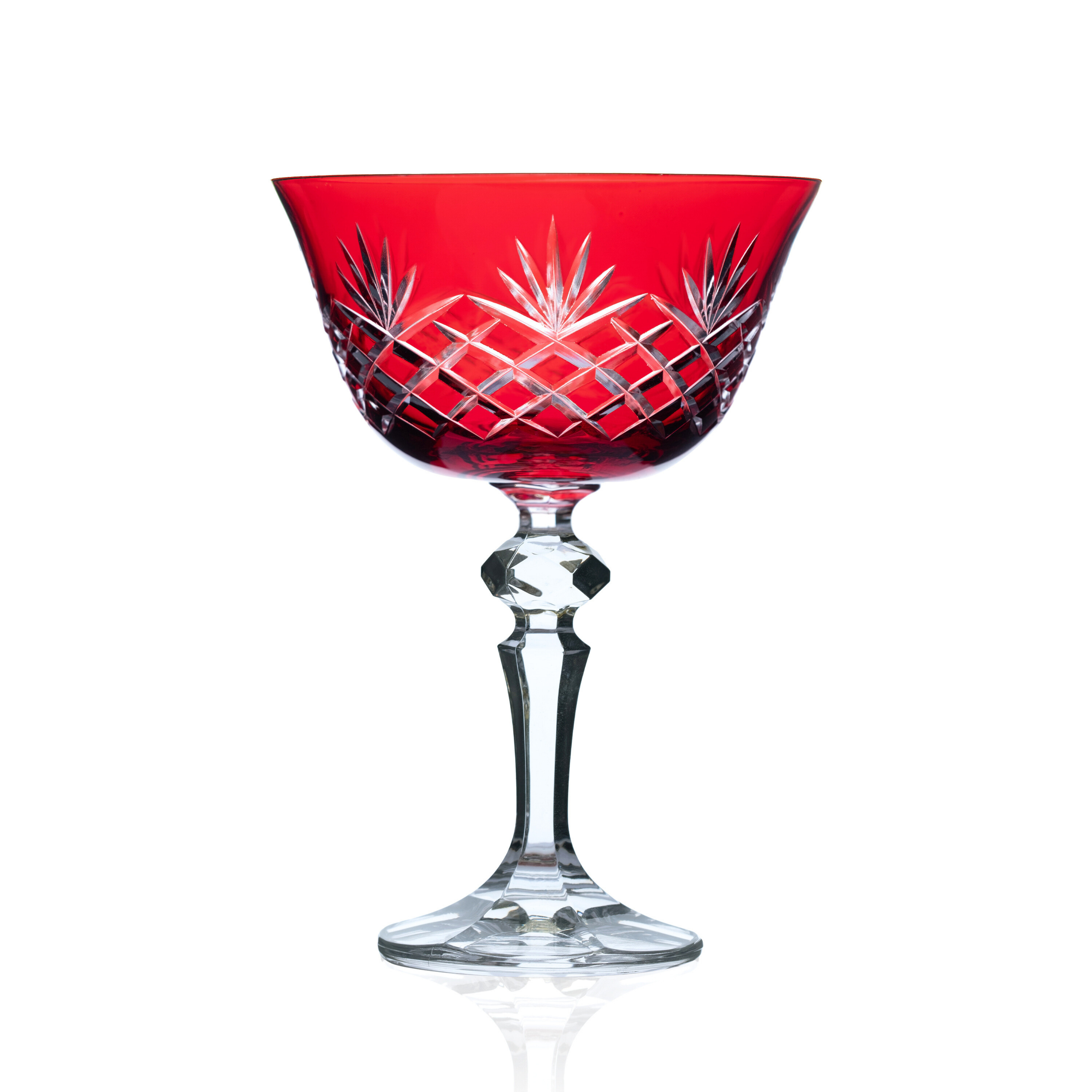 Ara Cut Crystal Champagne Coupe Glasses - Set Of 2 - Margerie Crystal USA