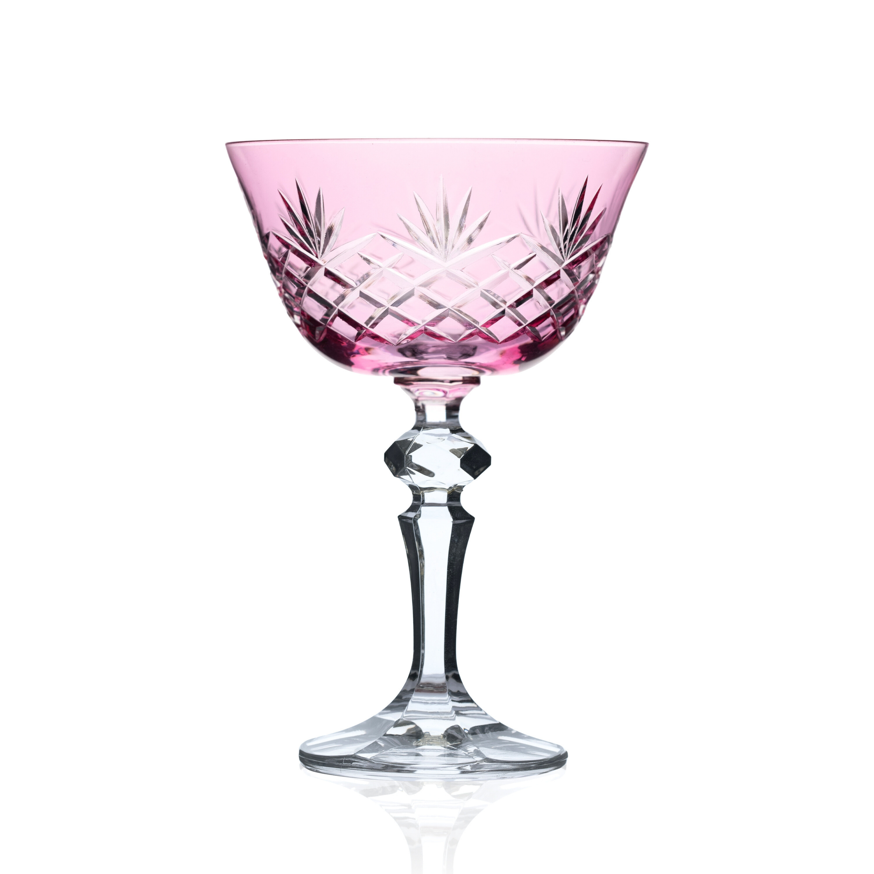 Ara Cut Crystal Champagne Coupe Glasses - Set Of 2 - Margerie Crystal USA