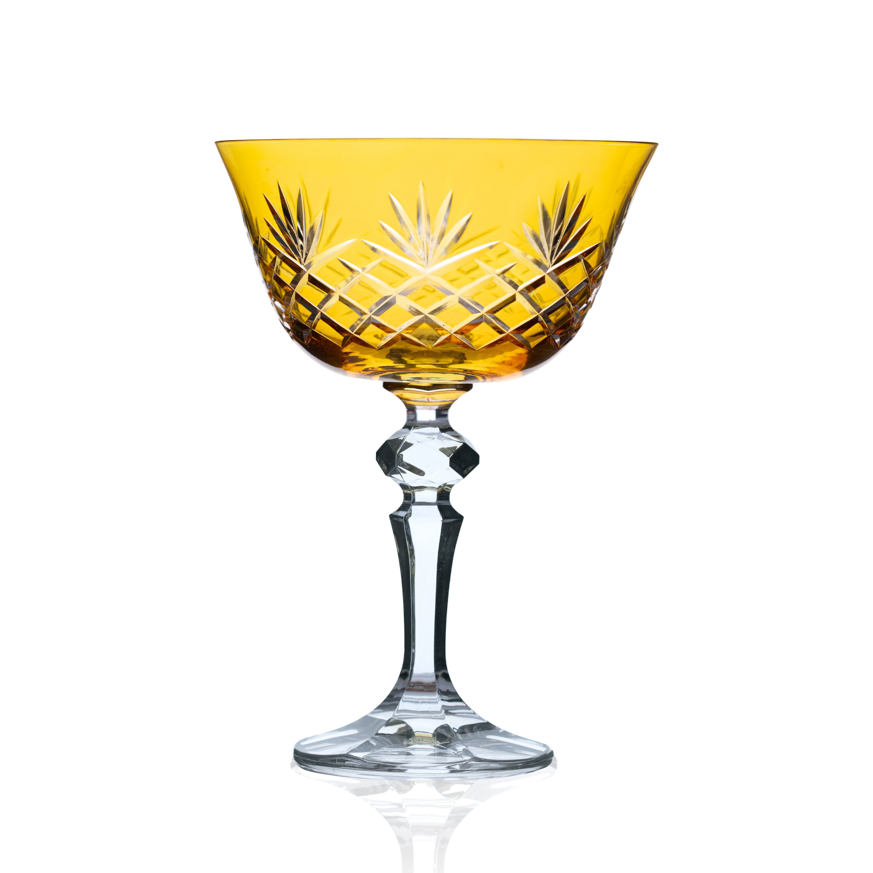 Ara Cut Crystal Champagne Coupe Glasses - Set Of 2 - Margerie Crystal USA