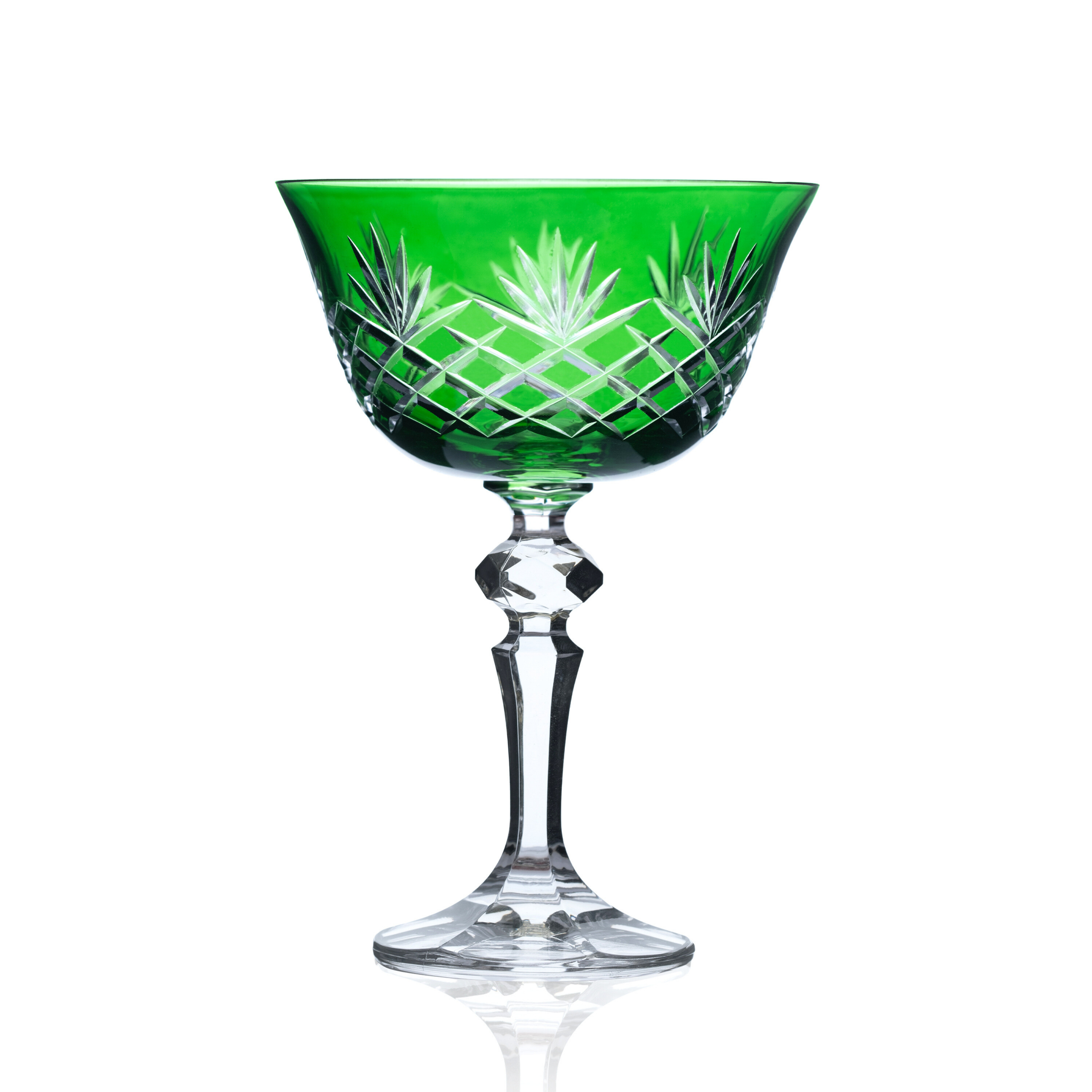 Ara Cut Crystal Champagne Coupe Glasses - Set Of 2 - Margerie Crystal USA