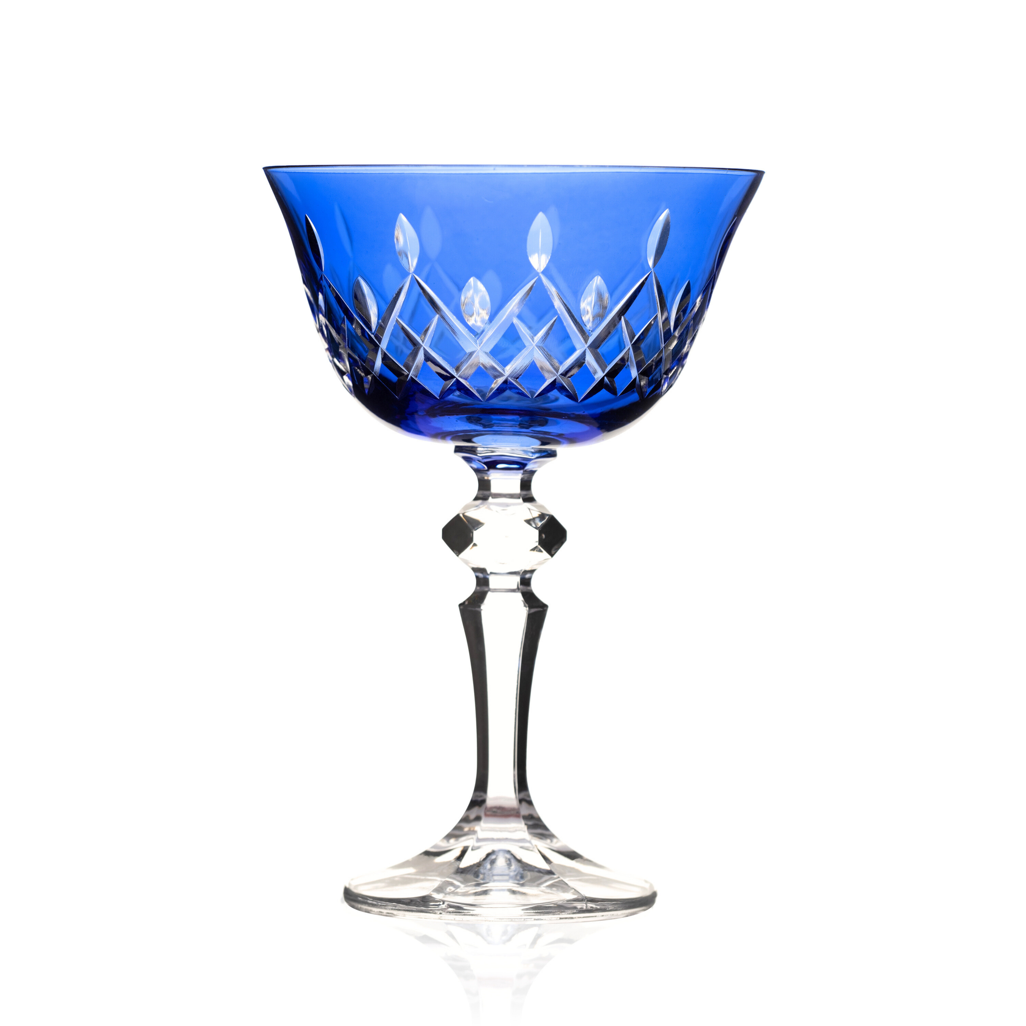 Aria Cut Crystal Champagne Coupe Glasses - Set Of 2 - Margerie Crystal USA