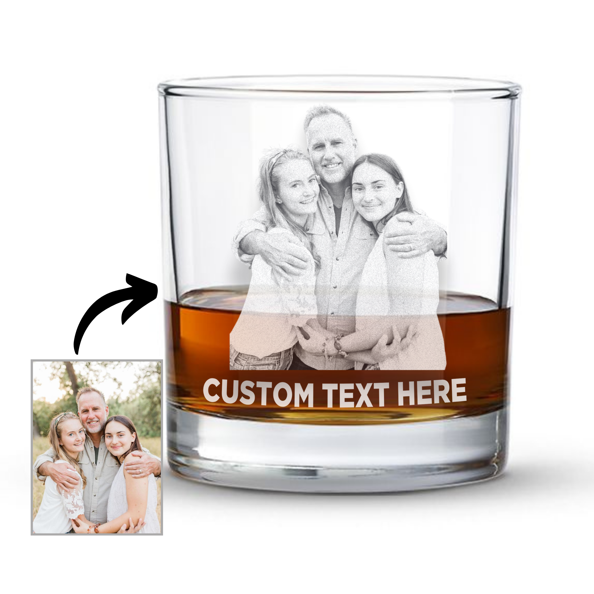 Personalized Portrait Whiskey Glasses - Set of 2 - Margerie Crystal USA